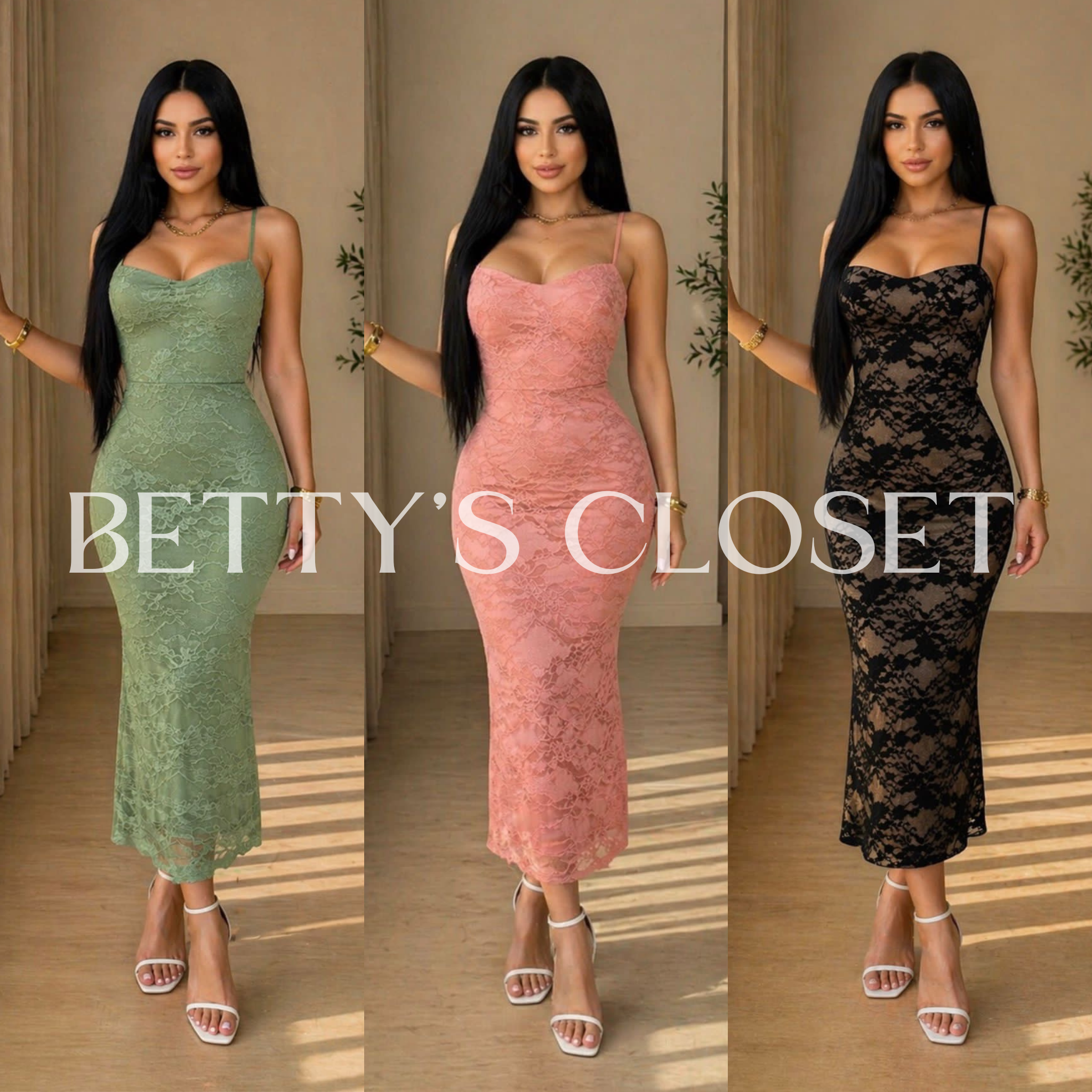 Lidia Lace Double Lined Midi Dress