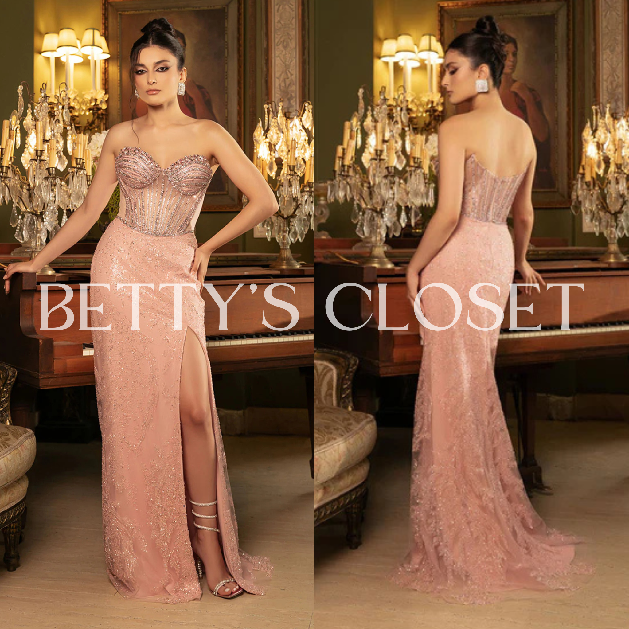 Selena Strapless Rhinestone-Embellished Prom Glam Gown