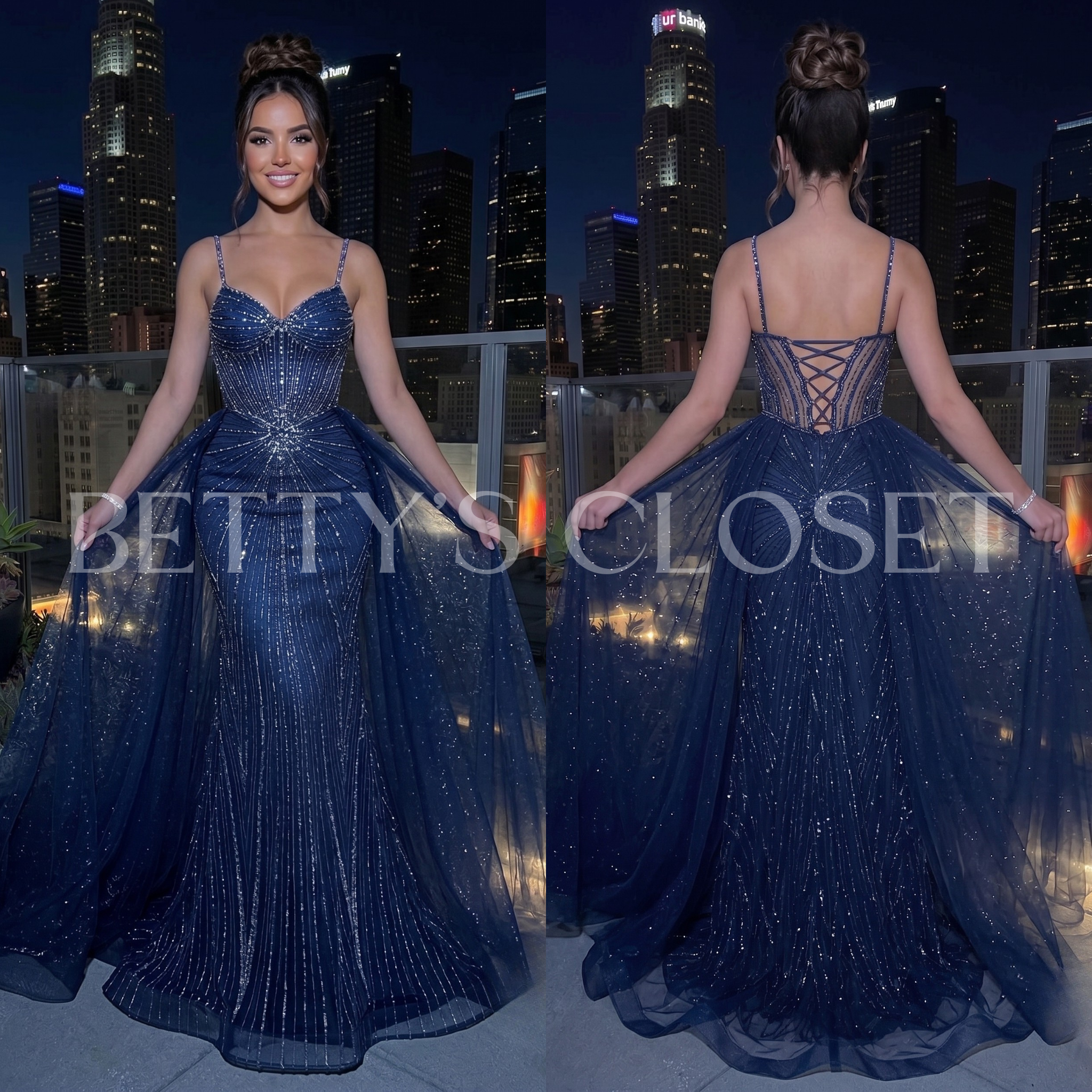 Vanessa Embellished Gown W/ Removable Cape