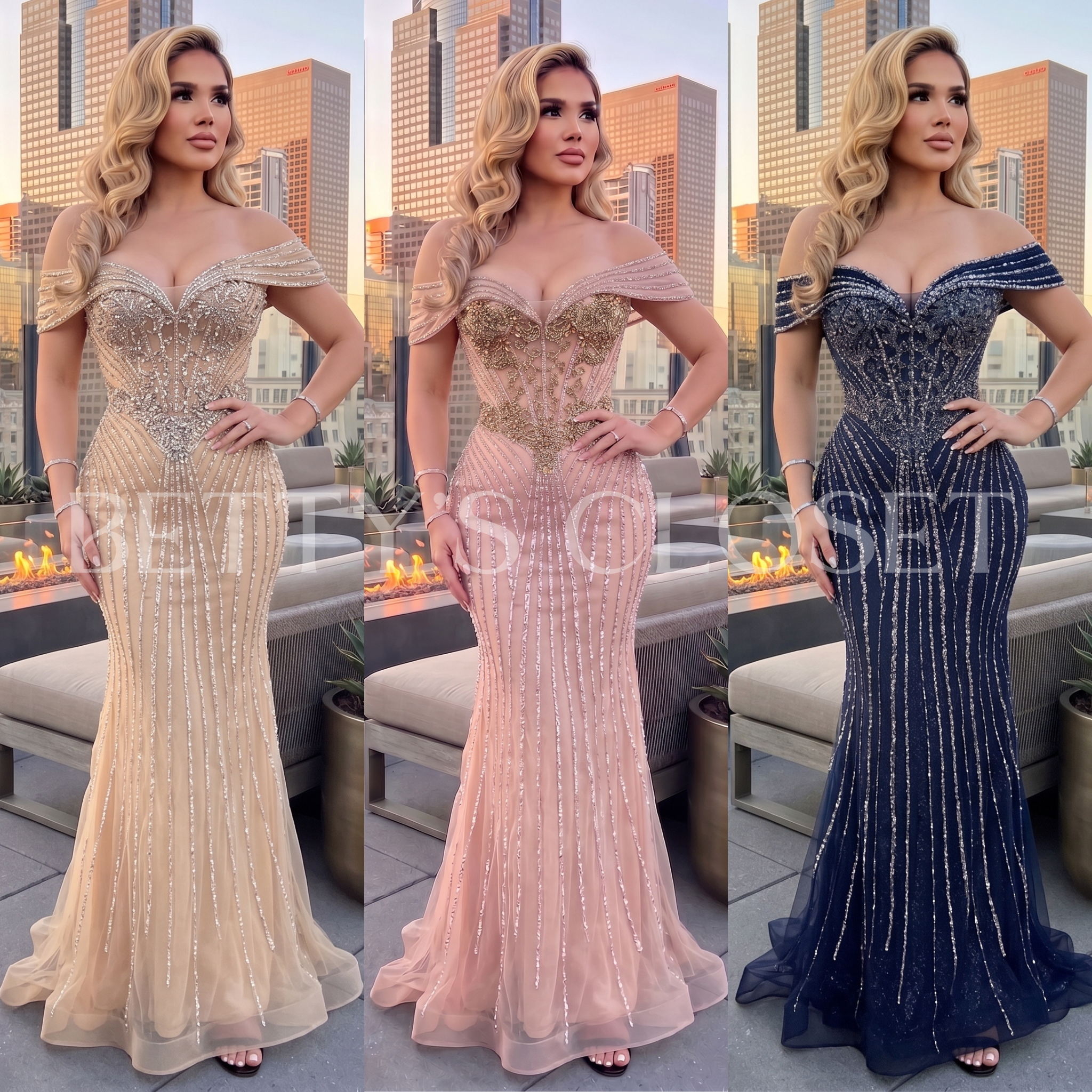 Elena Embellished Corset Off-Shoulder Formal Gown