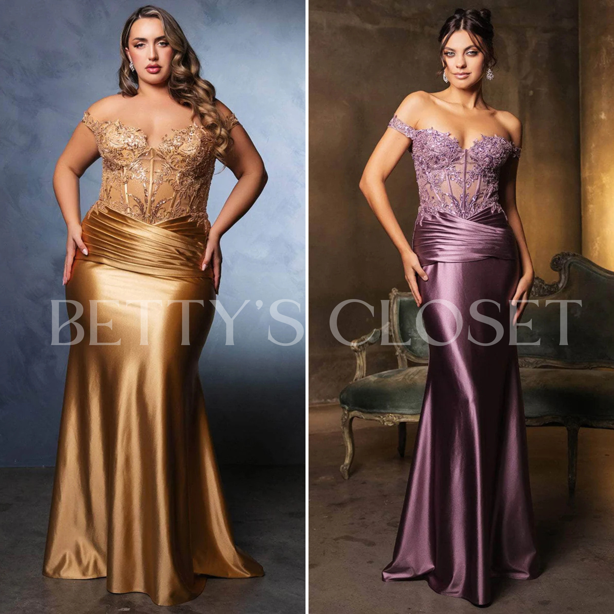 Serenity Off Shoulder Zipper Glam Gown