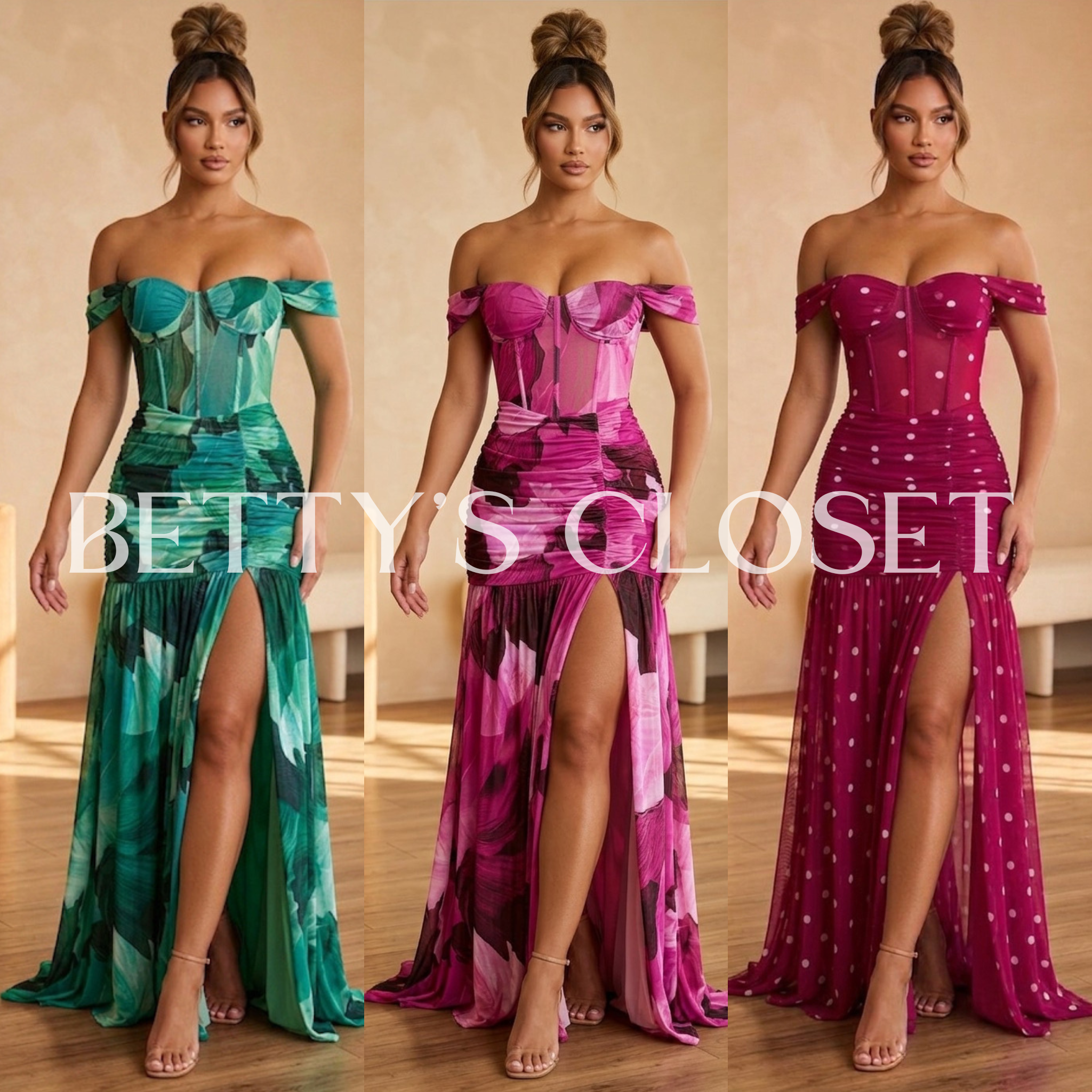 Priscilla Off Shoulder Corset Mesh Maxi Dres