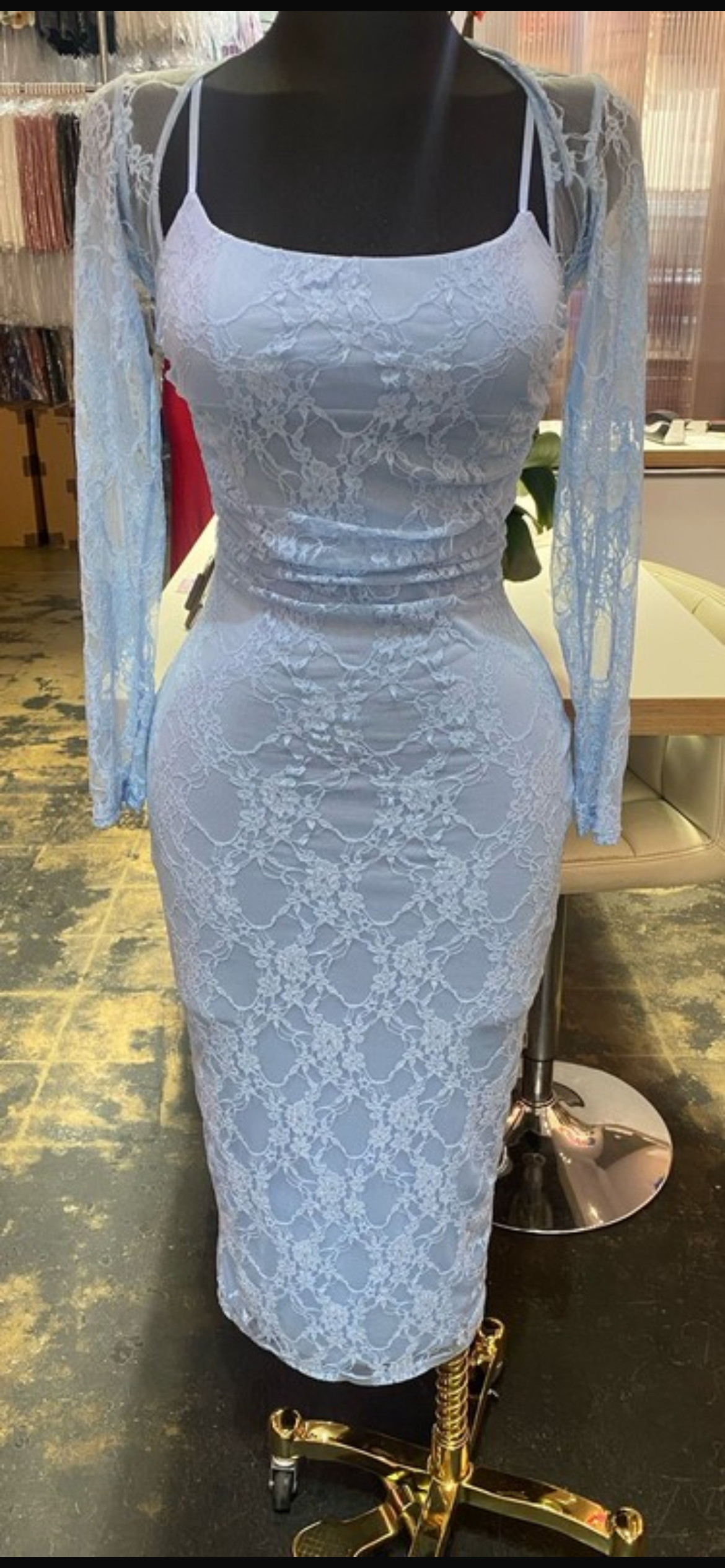 Monique Long Sleeve Lace Midi Dress