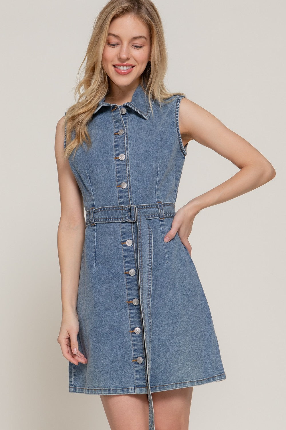 Karla Sleeveless Denim Dress