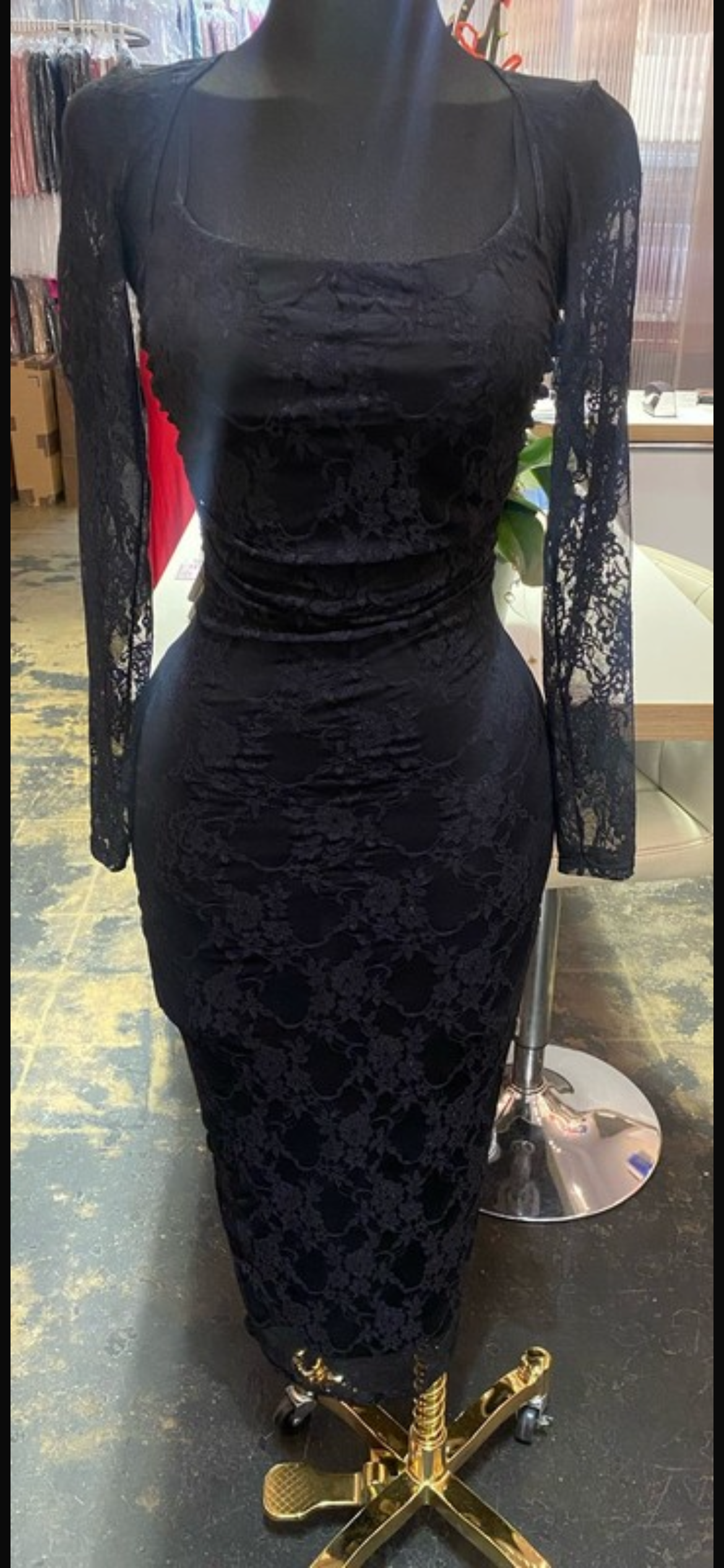 Monique Long Sleeve Lace Midi Dress