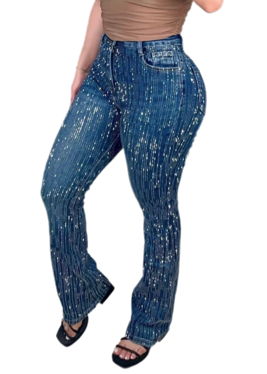 Diosa 360 Rhinestone Stretchy Flare Jeans