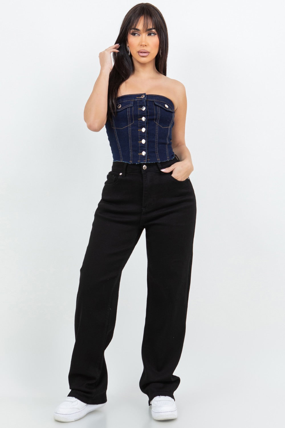 CECE BLACK WIDE LEG JEAN