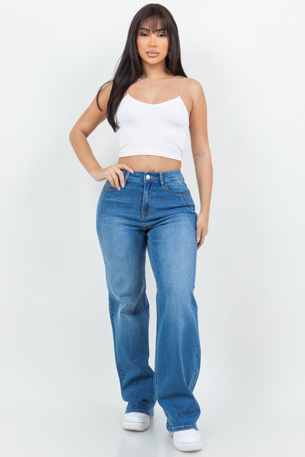 LUNA MED BLUE WIDE LEG JEAN