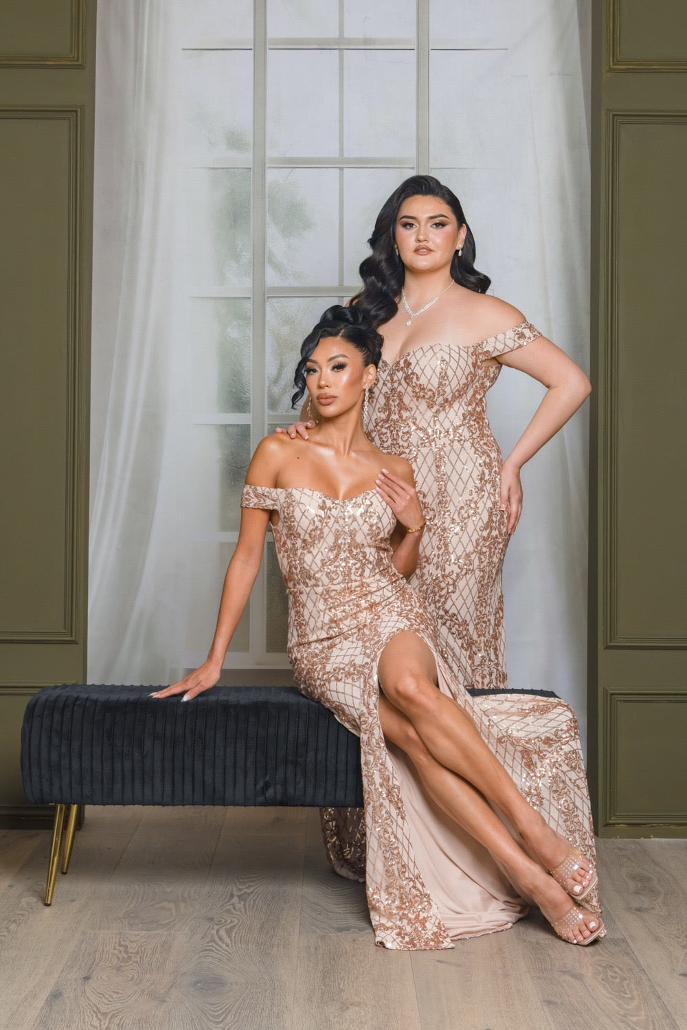 Camila Sequin Off Shoulder Gown