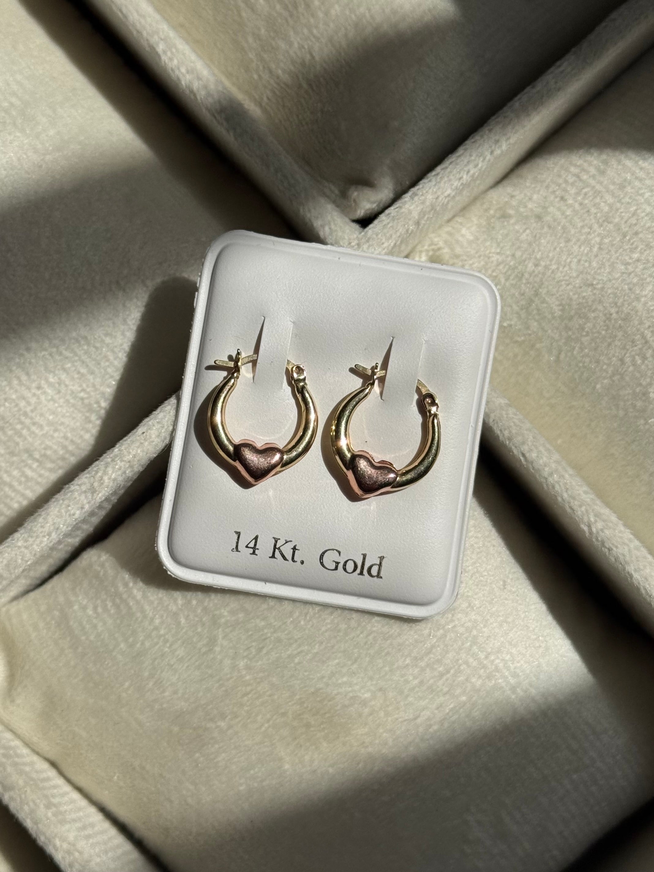 14K GOLD Amor Two Tone Hoops