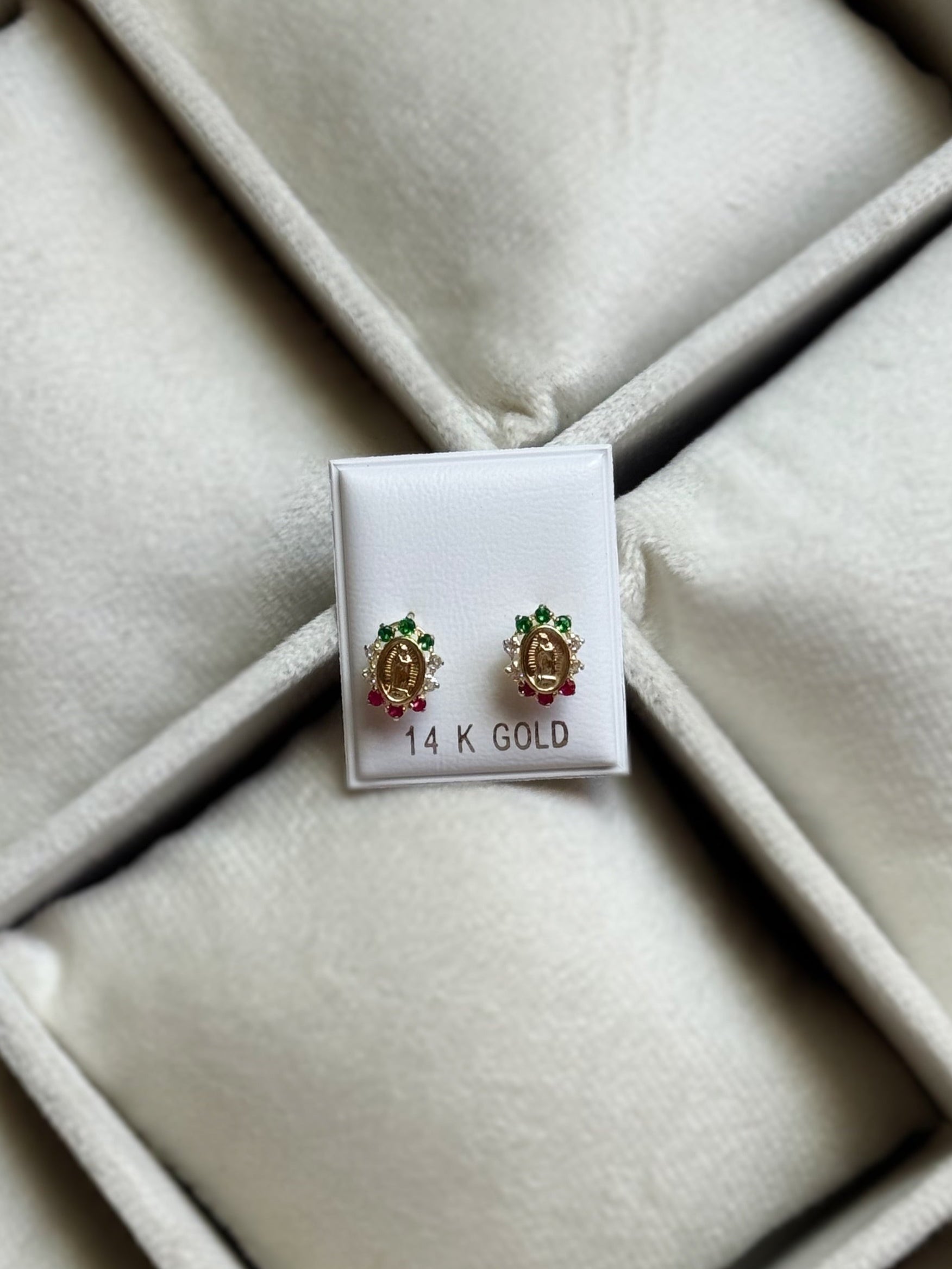 14K GOLD Virgen de Guadalupe Earrings