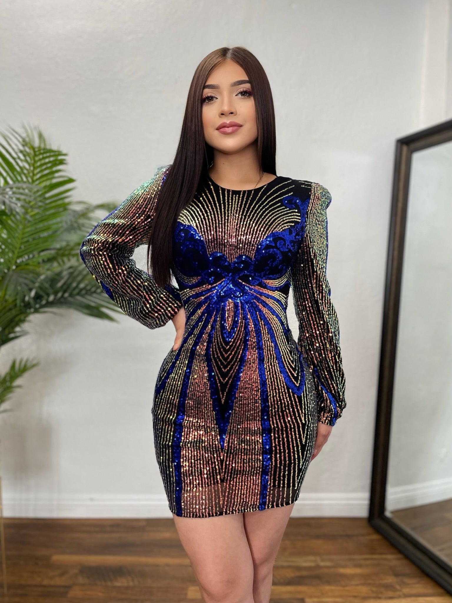 Frances Sequins Long Sleeve Mini Dress