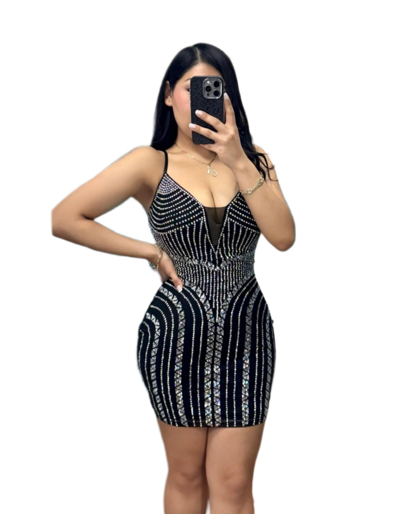 Reina Rhinestone Mini Dress