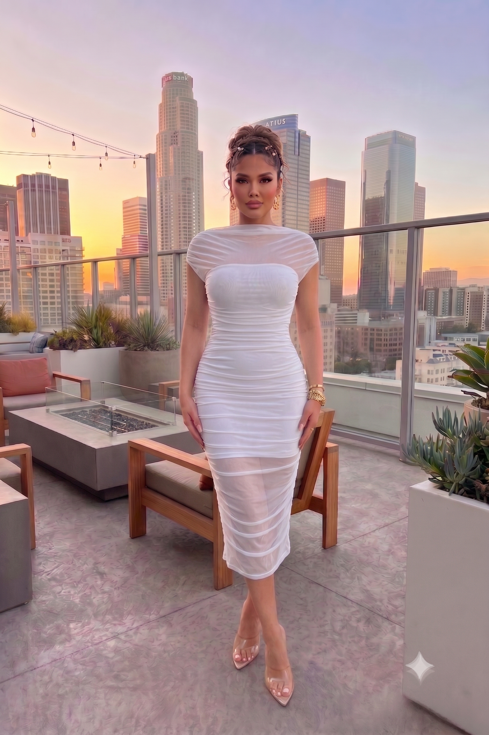 Sandra Off Shoulder Midi Mesh Dress (Copy)