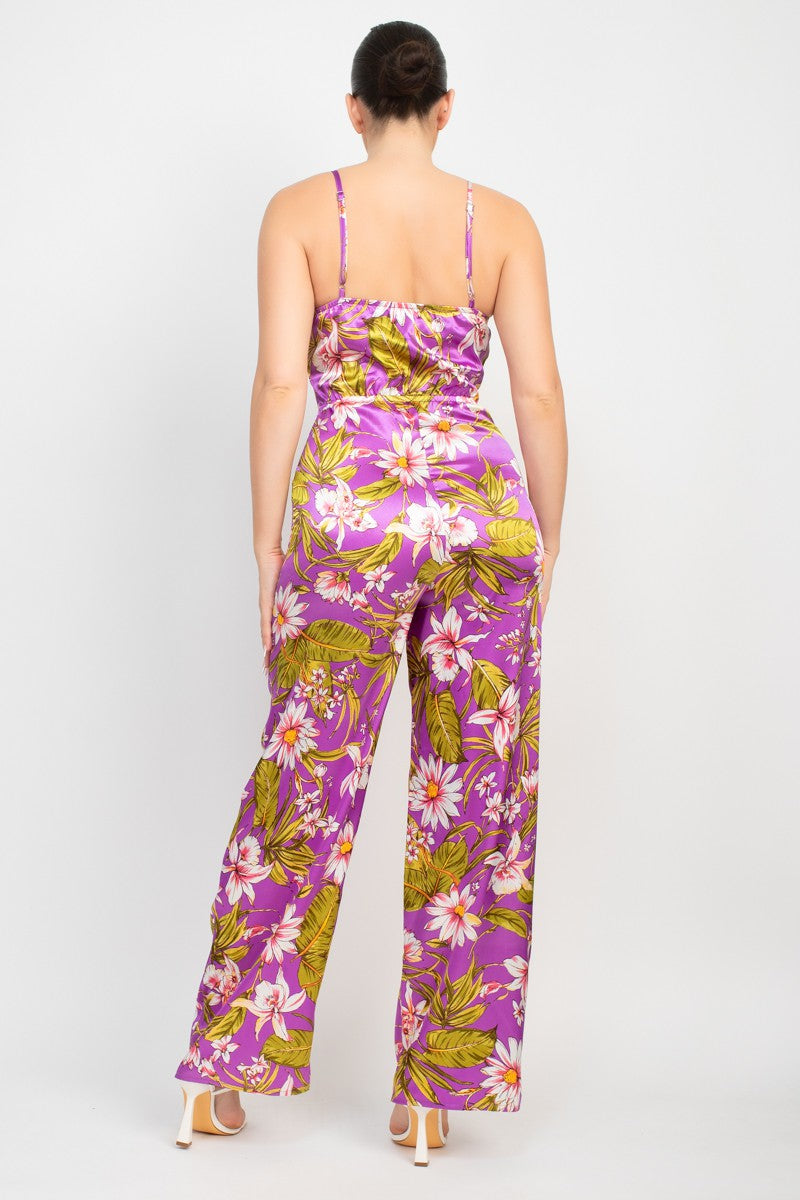 Leila Tropical Ruched Jumpsuit