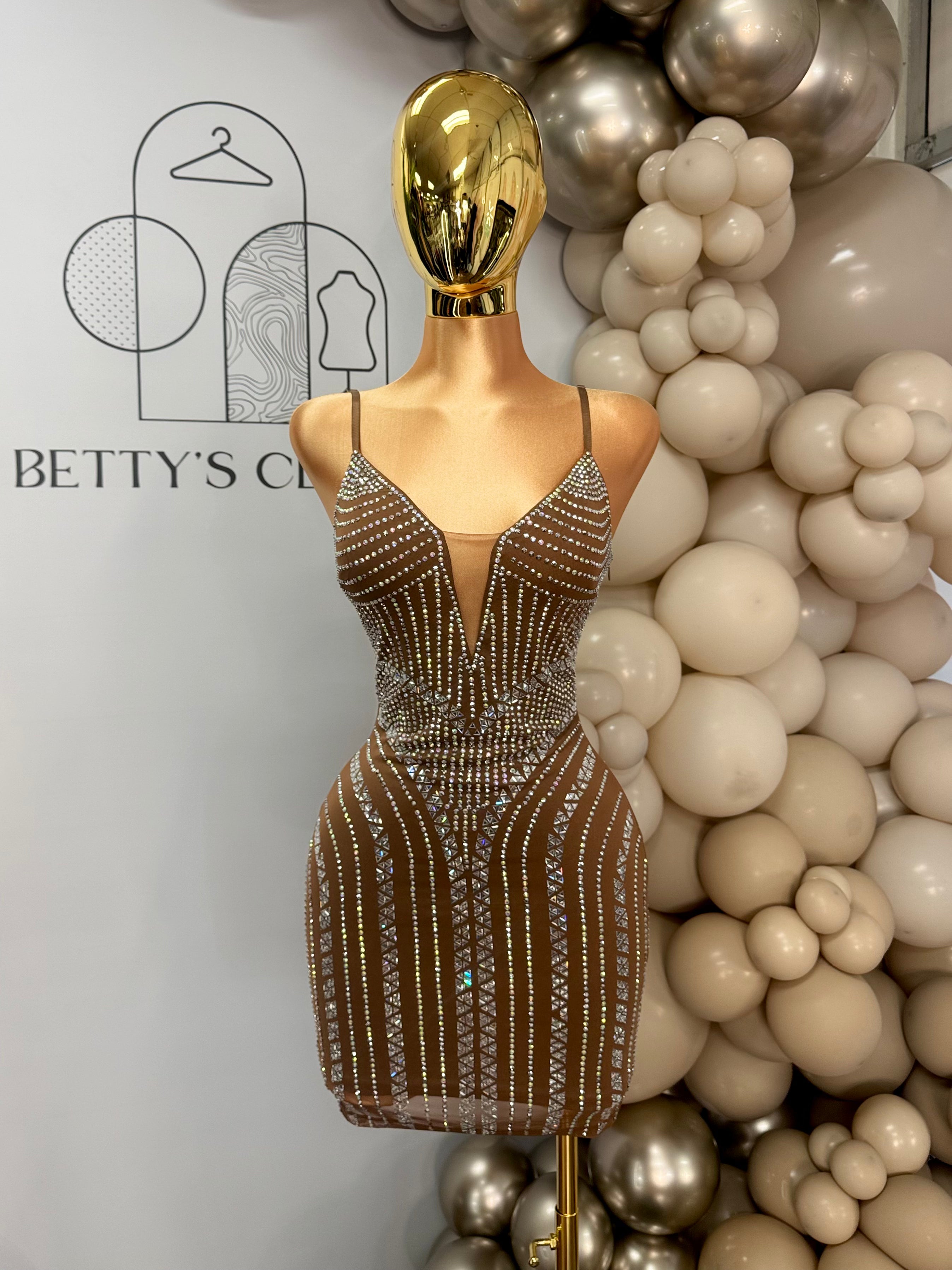 Reina Rhinestone Mini Dress