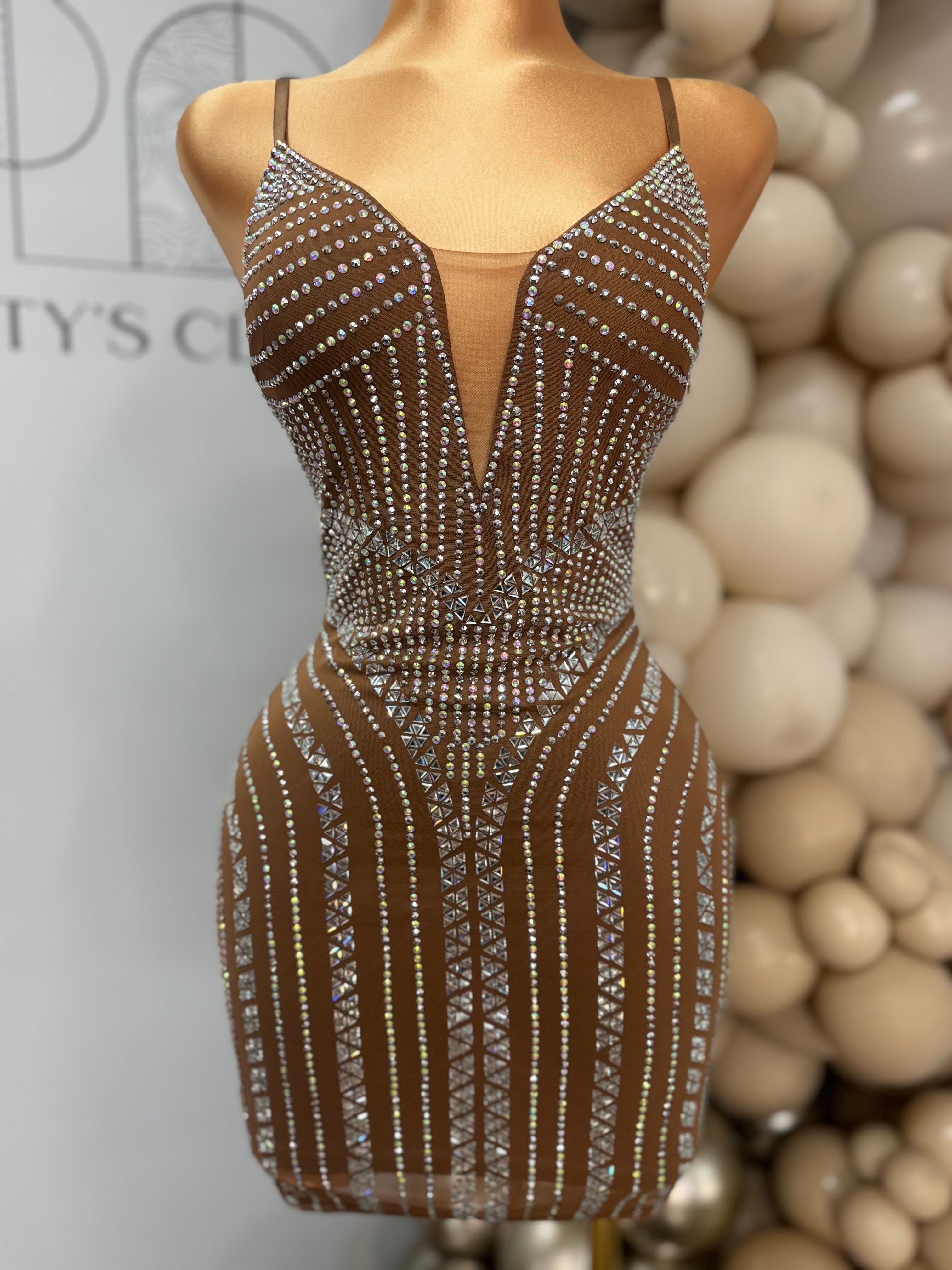 Reina Rhinestone Mini Dress