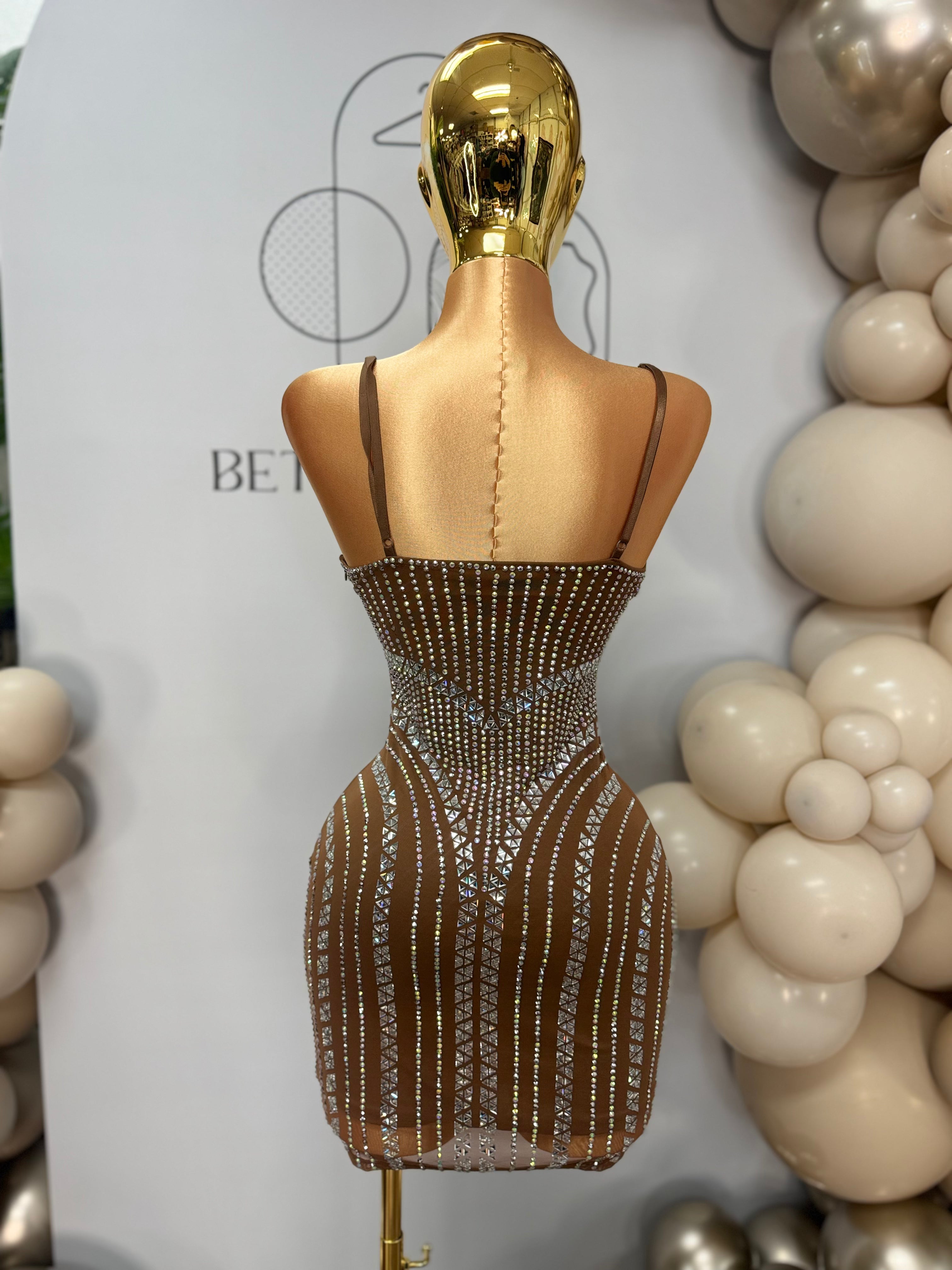 Reina Rhinestone Mini Dress