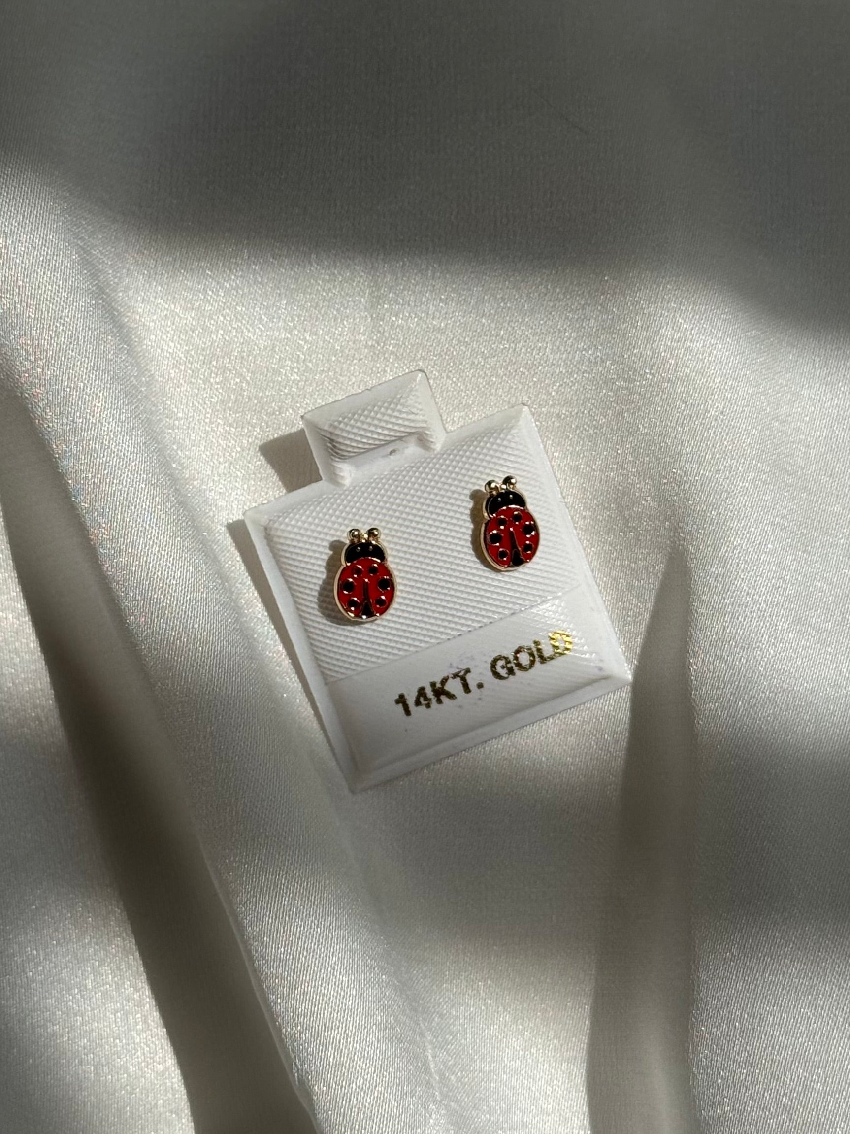 14K GOLD Lady bug Earings