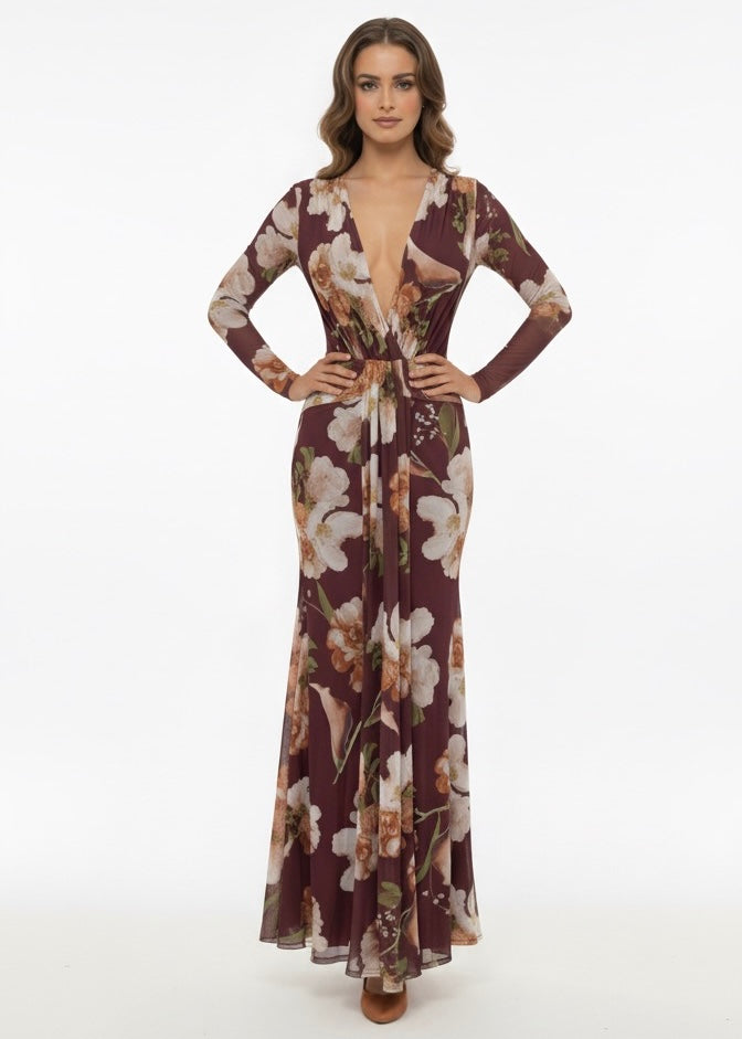 Samantha Mesh Floral Maxi Dress