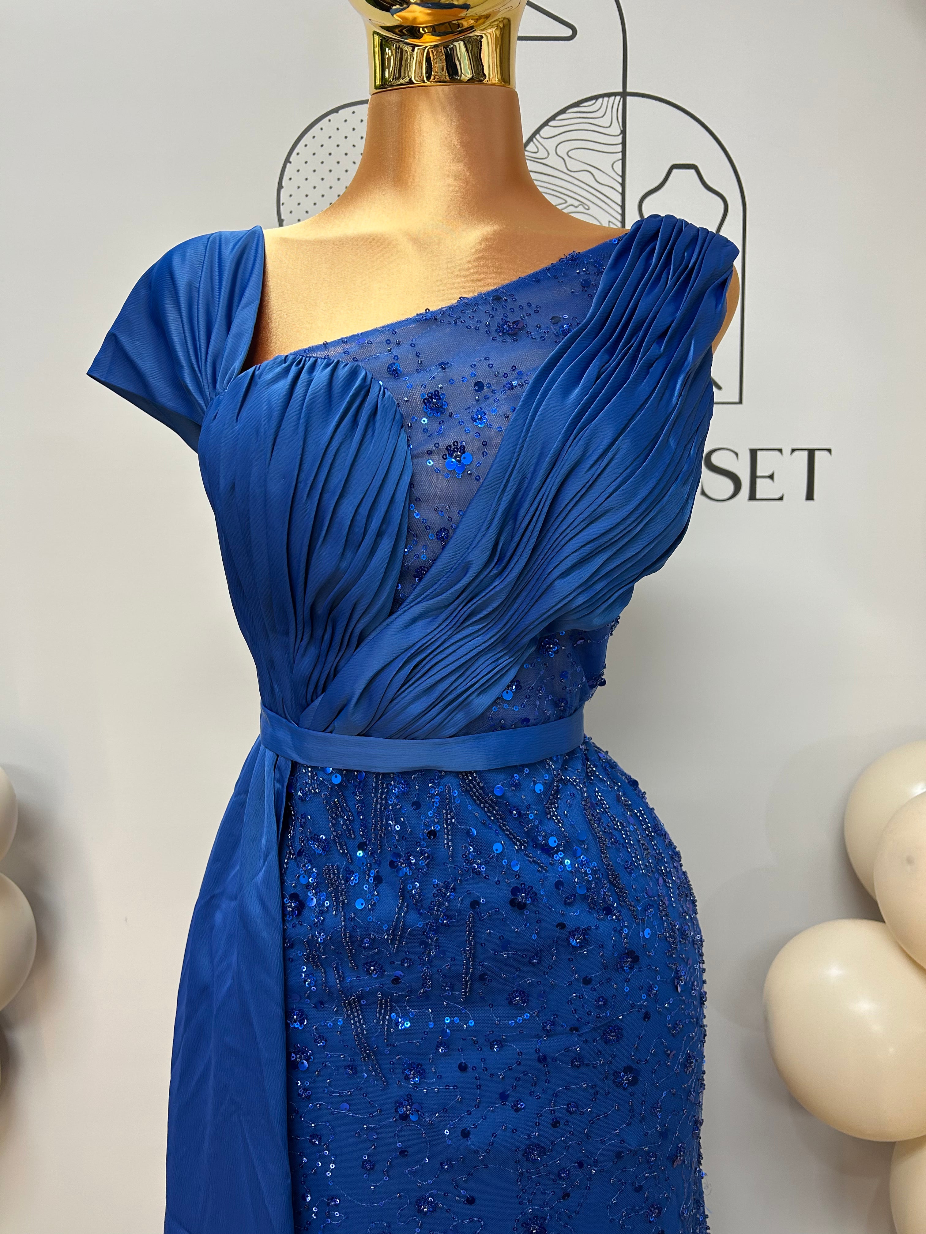 Dorthy Asymmetric Sequins & Beaded Gown