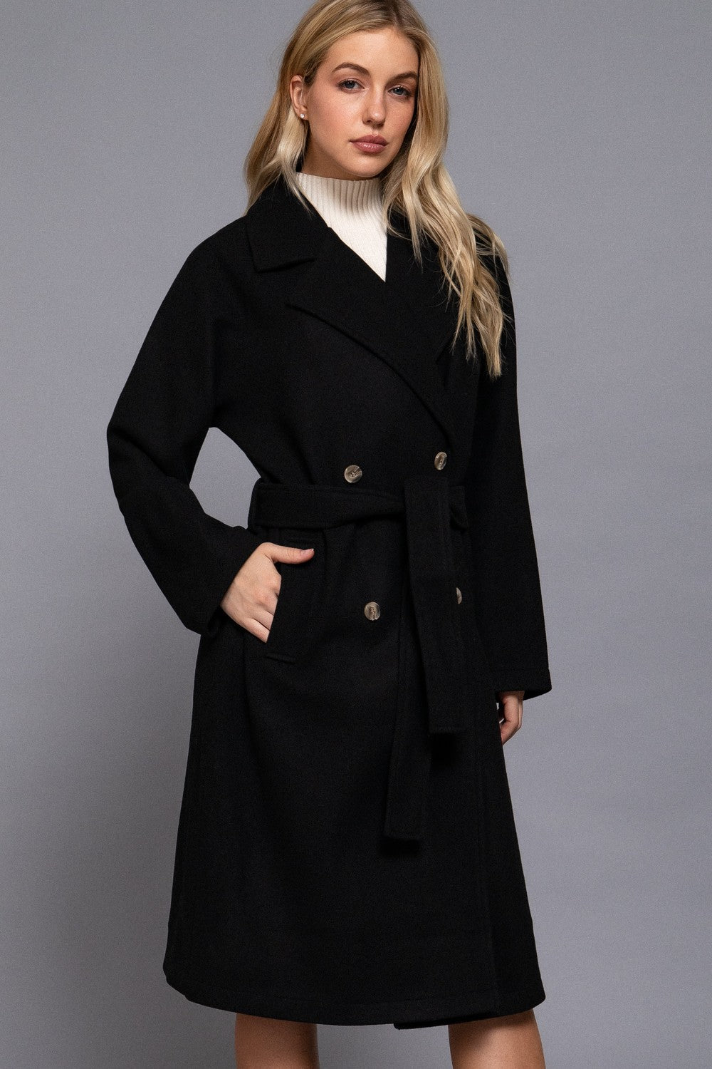 Jackie Double Breasted Soft Felt Trench Coat
