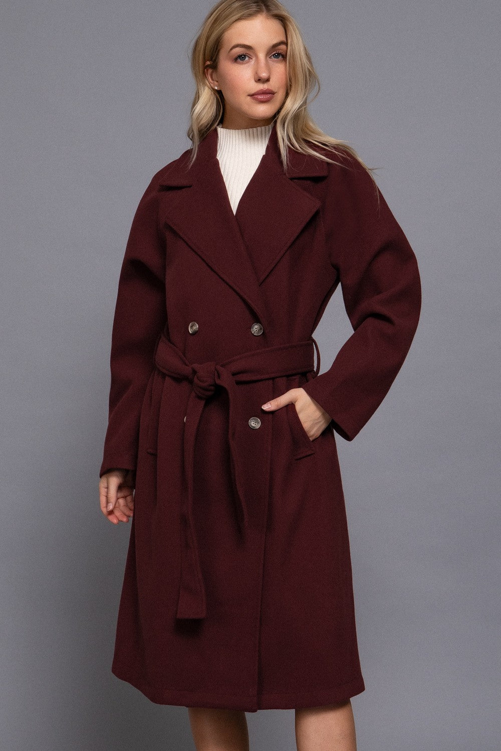 Jackie Double Breasted Soft Felt Trench Coat