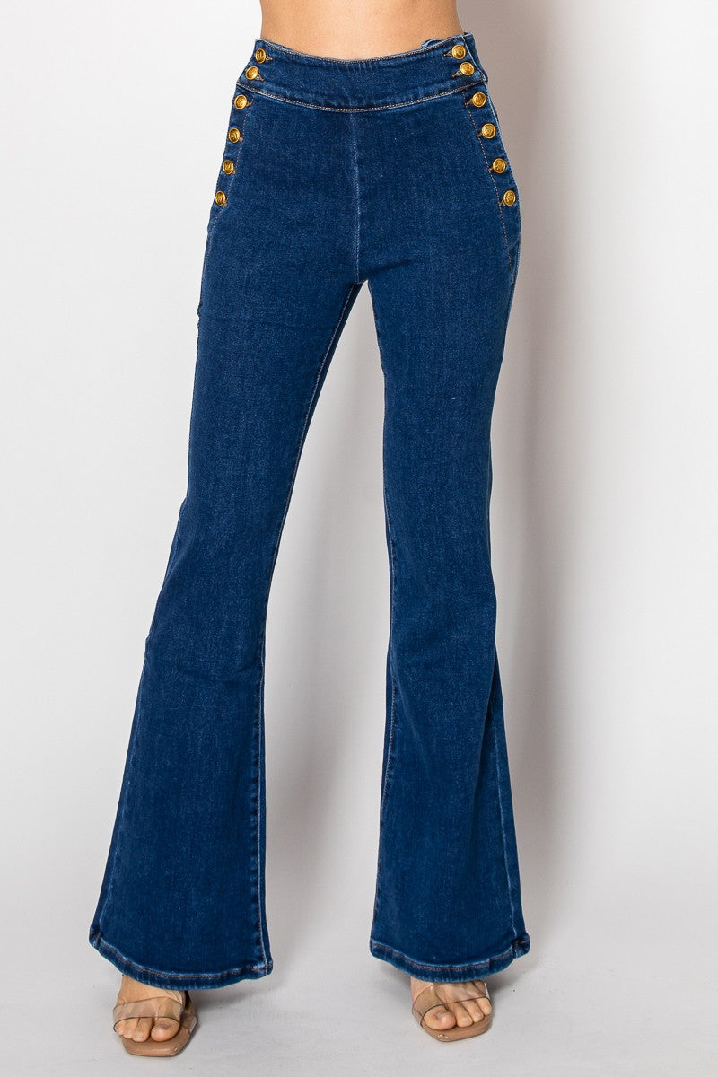 Tina Button Flare Jeans