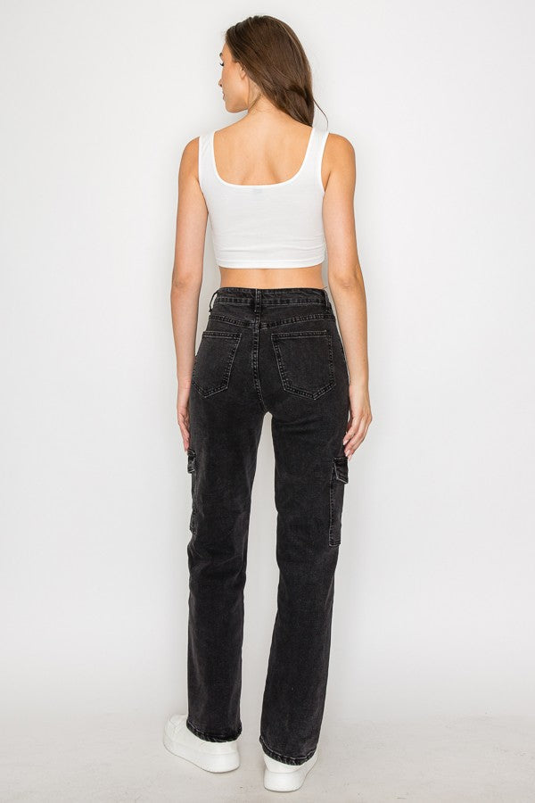 REBECCA WIDE LEG DENIM CARGO JEANS
