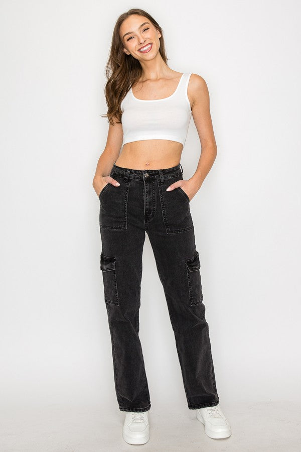 REBECCA WIDE LEG DENIM CARGO JEANS