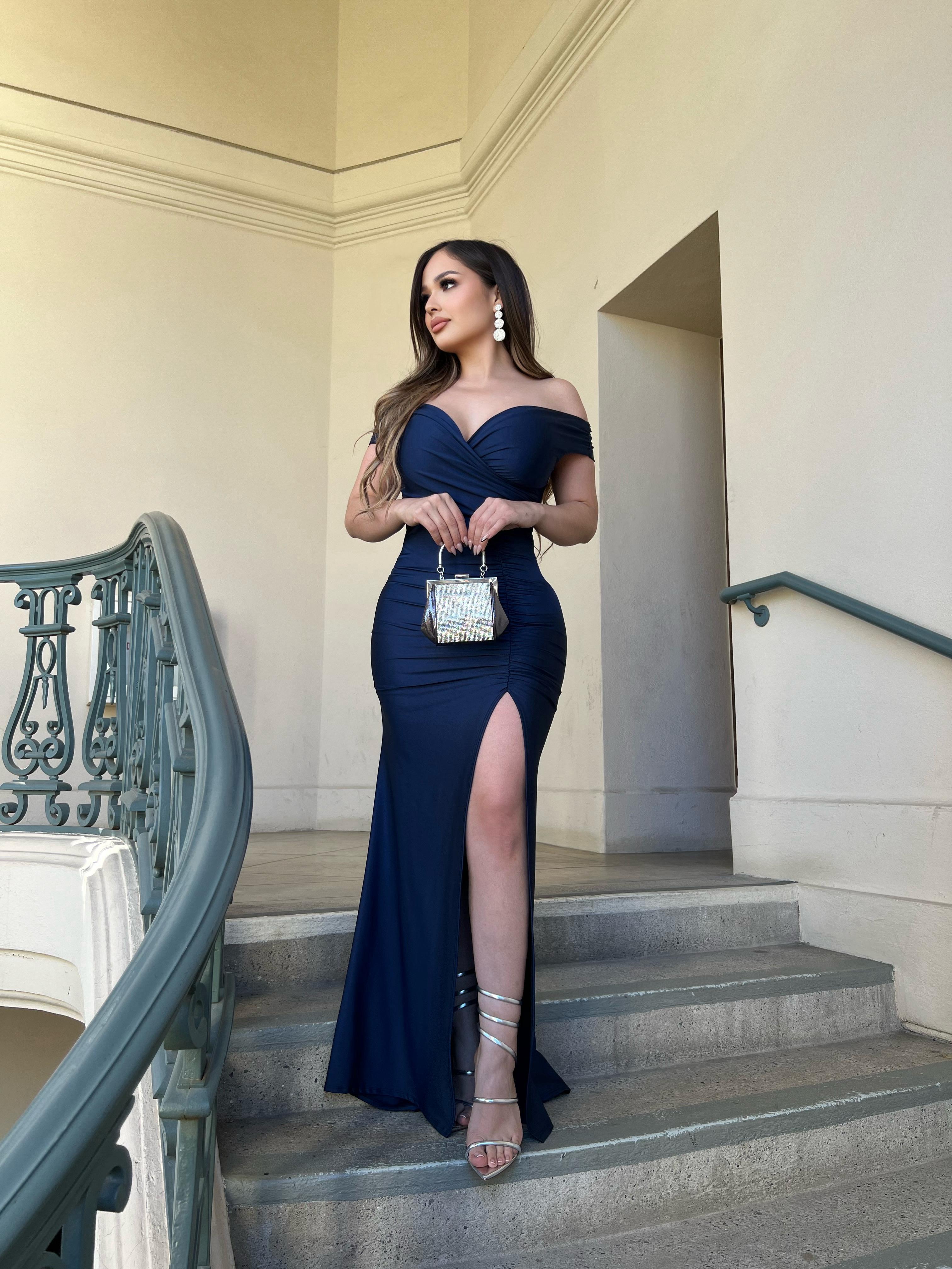 Alexandra Off the Shoulder Ruched Gown