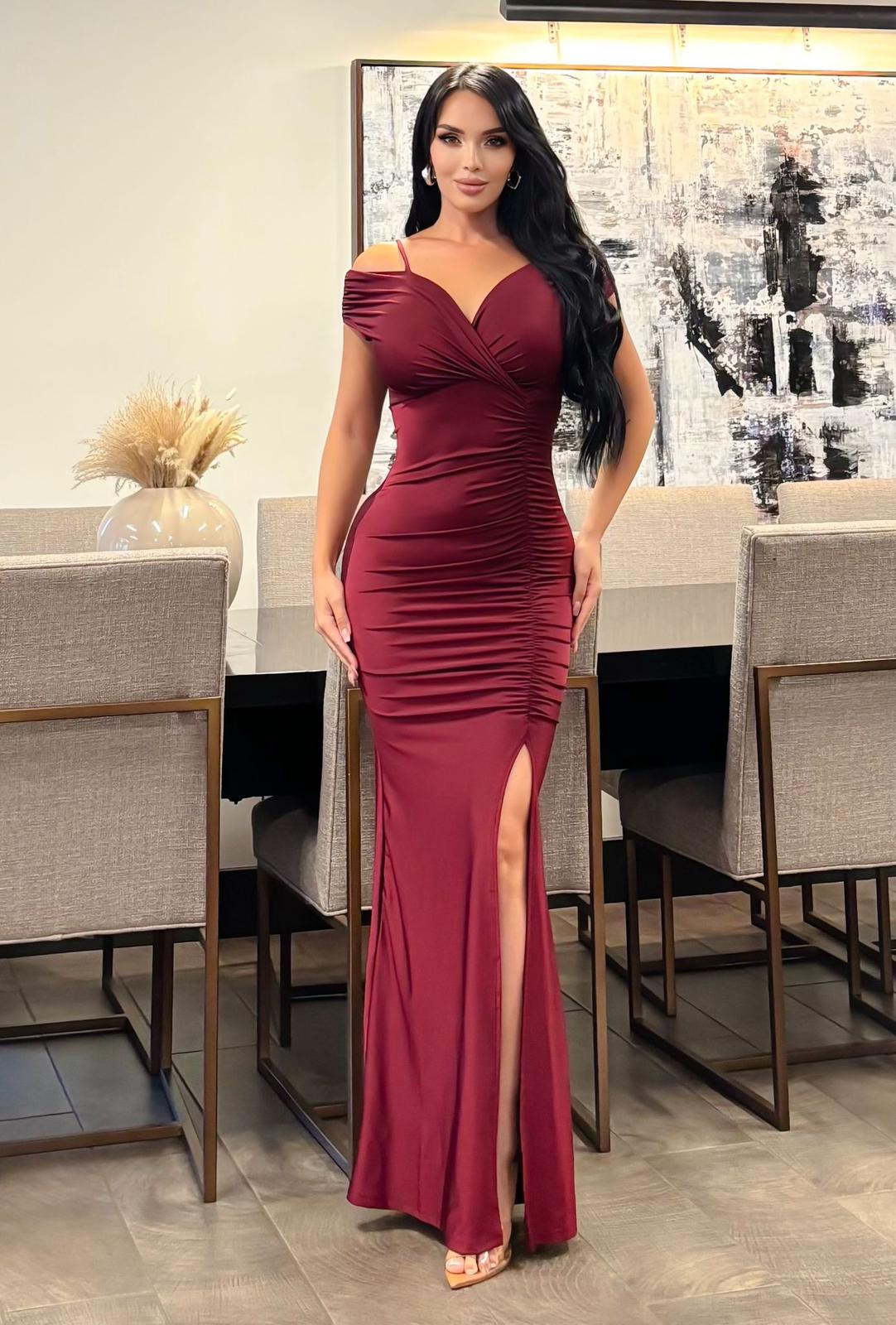 Fernanda Cold Shoulder Ruched Gown