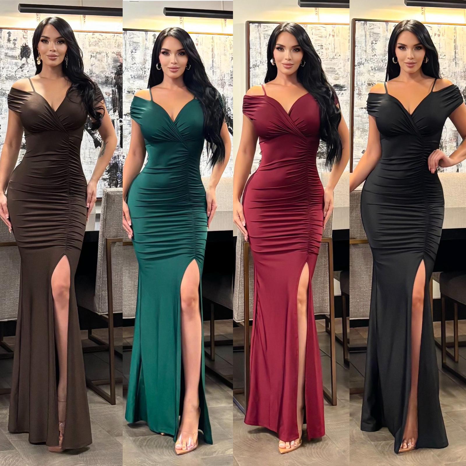 Fernanda Cold Shoulder Ruched Gown