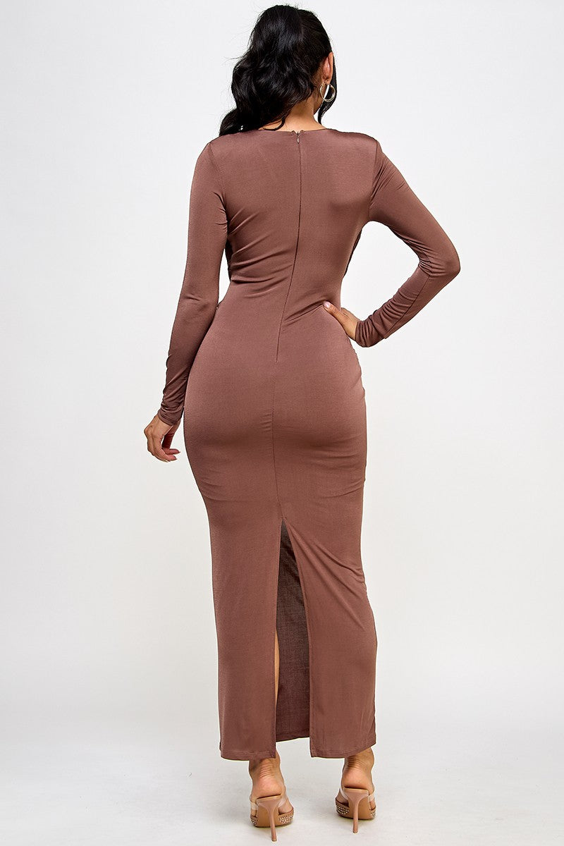 Alexia Solid V-neck Maxi Dress