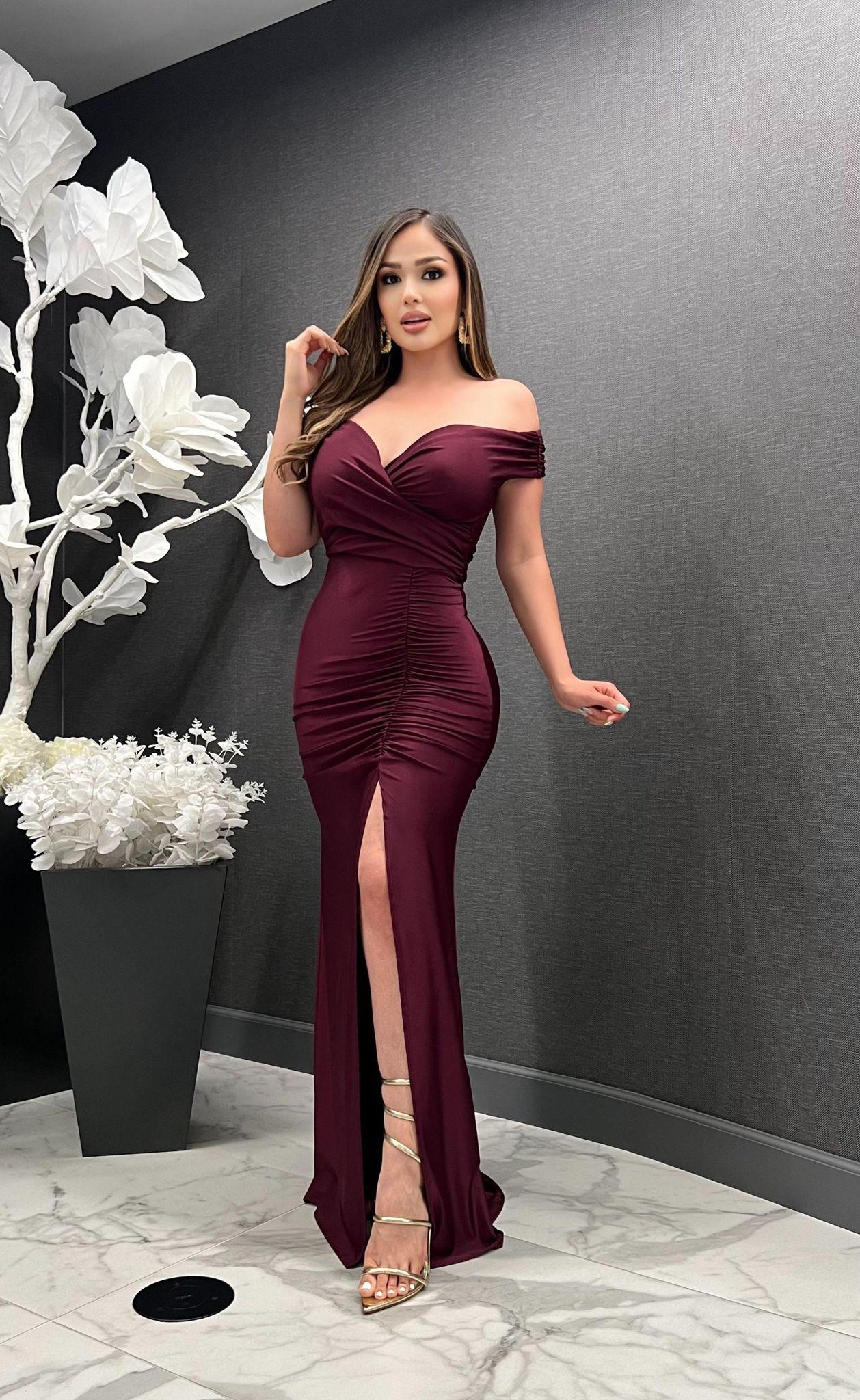 Alexandra Off the Shoulder Ruched Gown