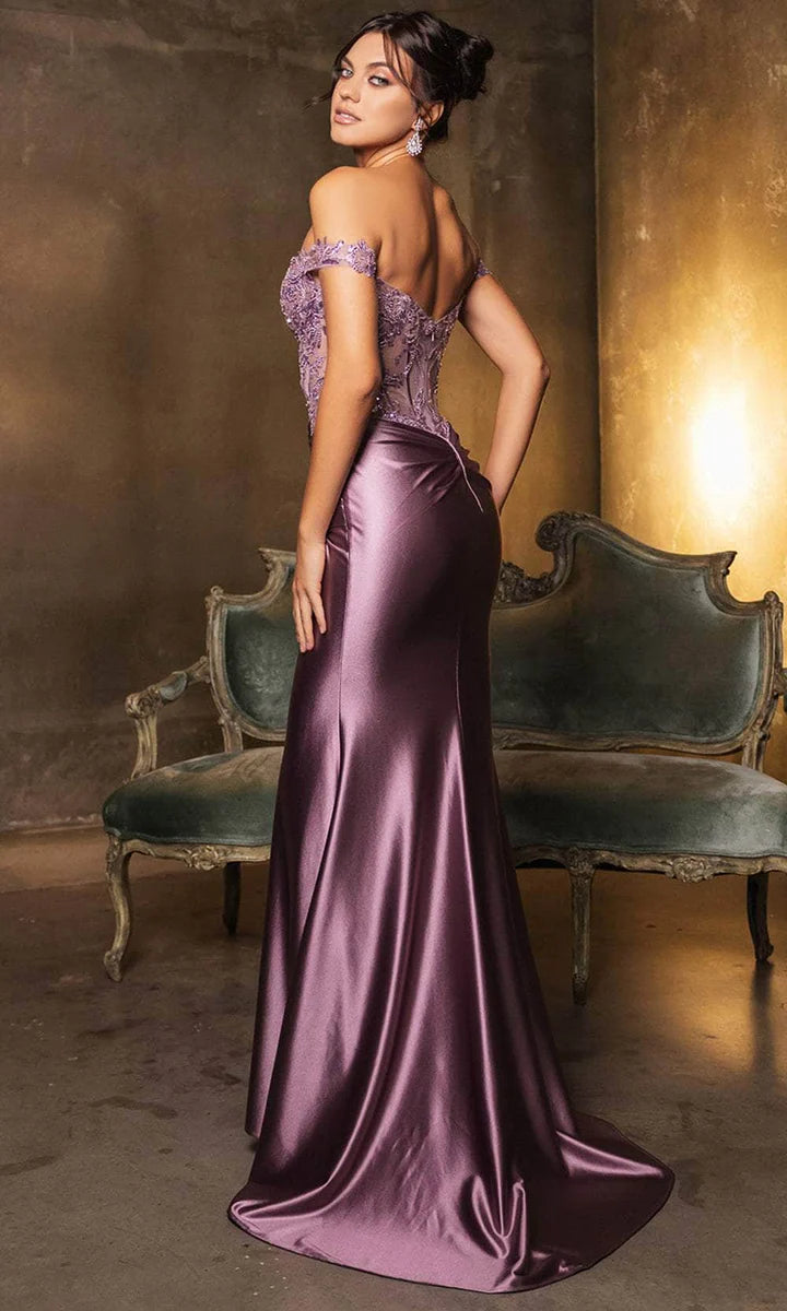 Serenity Off Shoulder Zipper Glam Gown