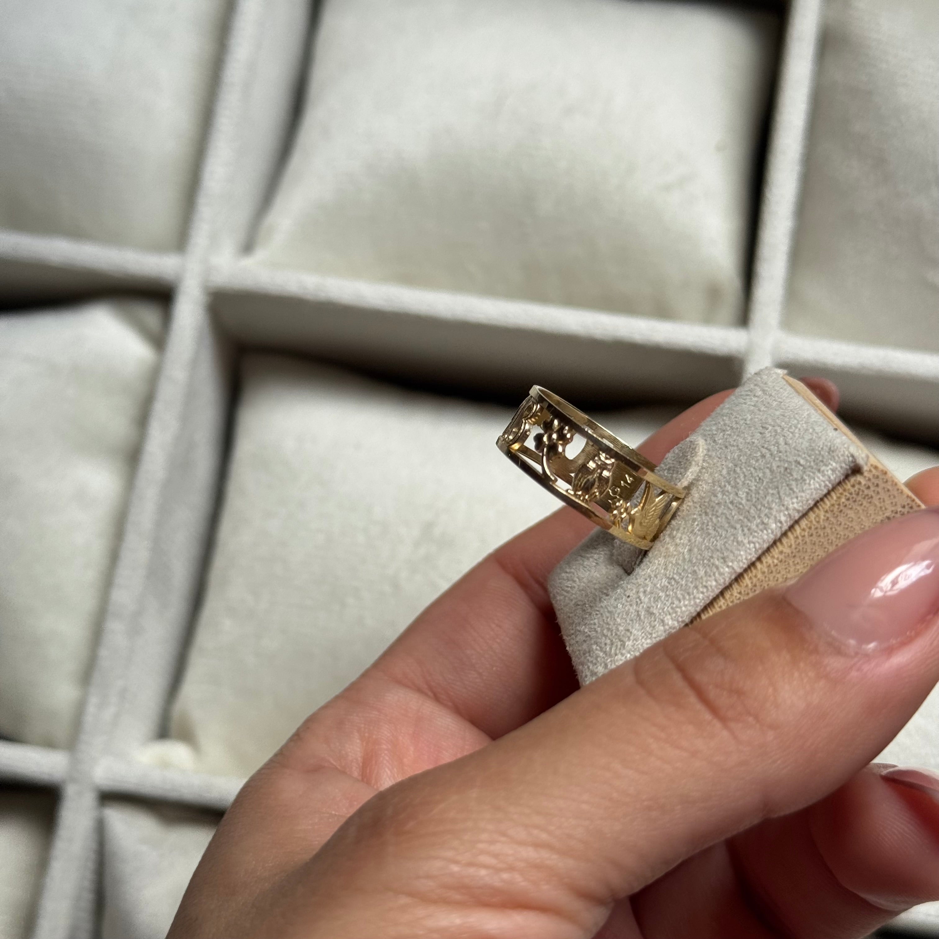 14k Gold Good Luck 13 Ring