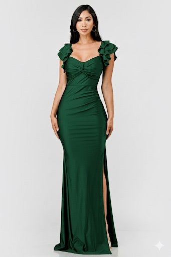 Gabby Ruffle Sleeve Twist Front Maxi Gown