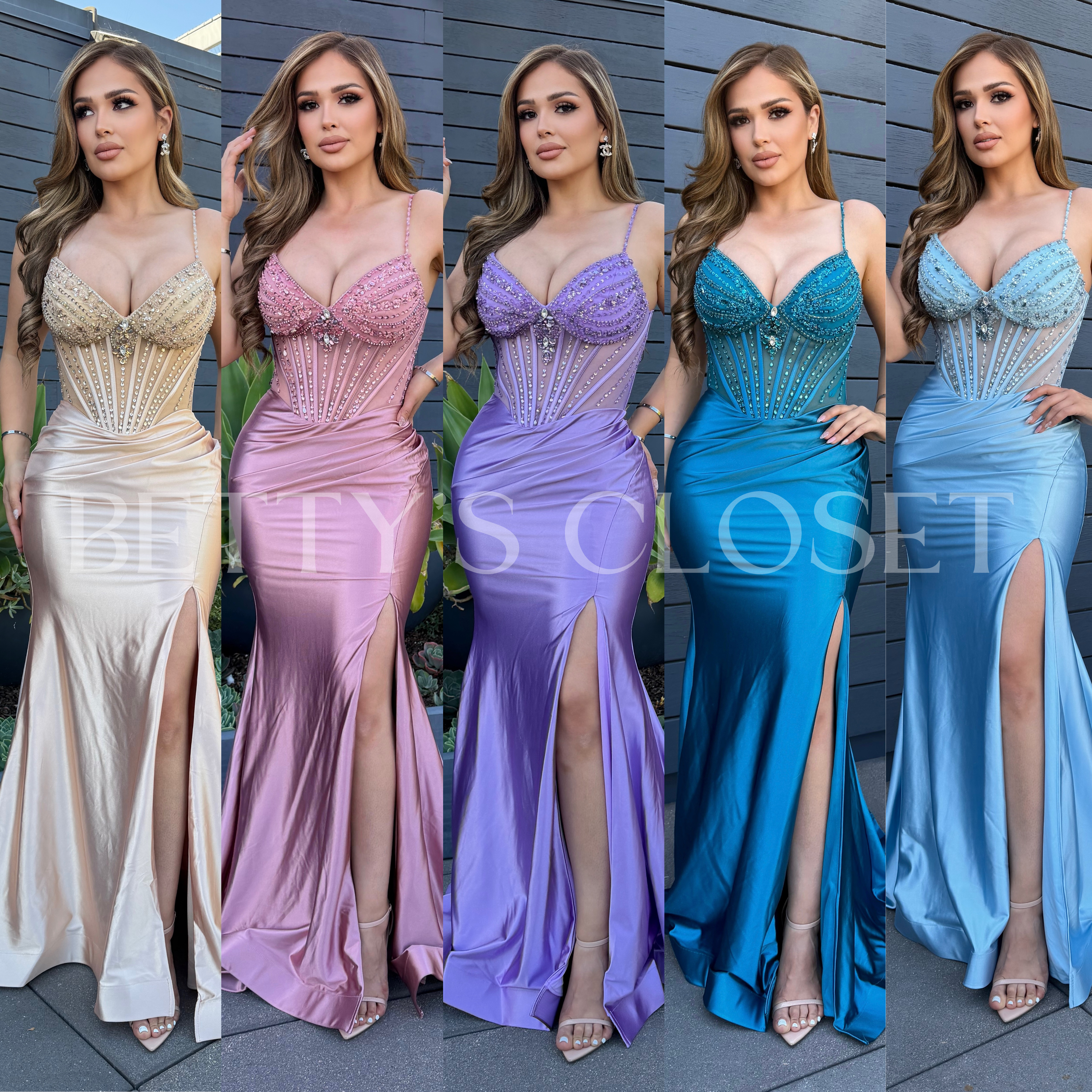 Elizabeth Embellished Satin Gown