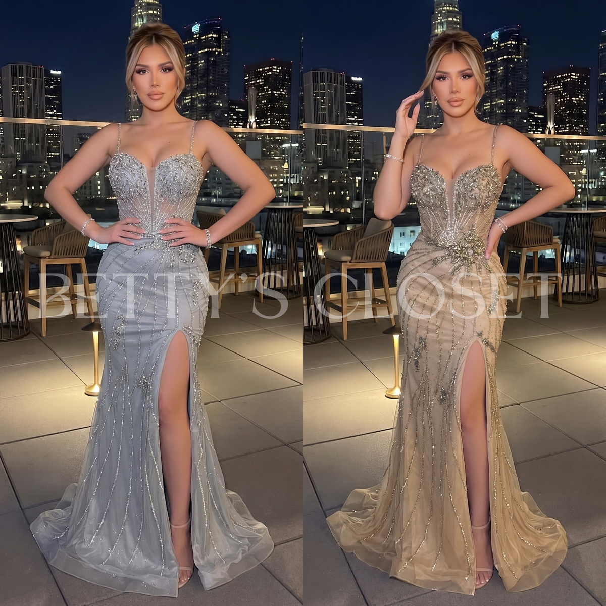 Isabella Embellished Lace Up Back Gown
