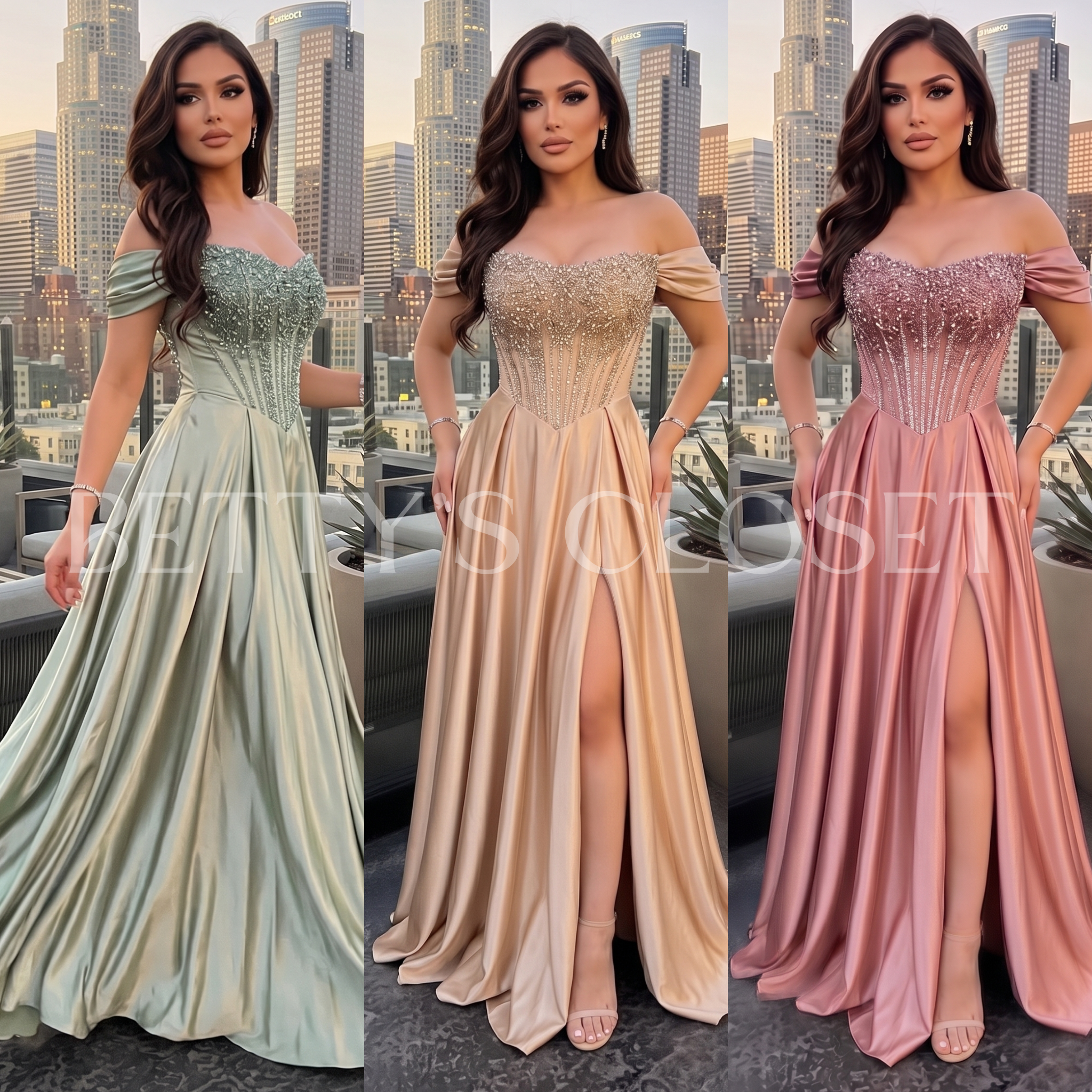 Mayve Off Shoulder A-Line Embellished Dress