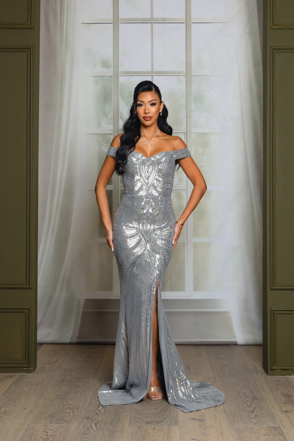 Alejandra Off Shoulder Sequins Gown