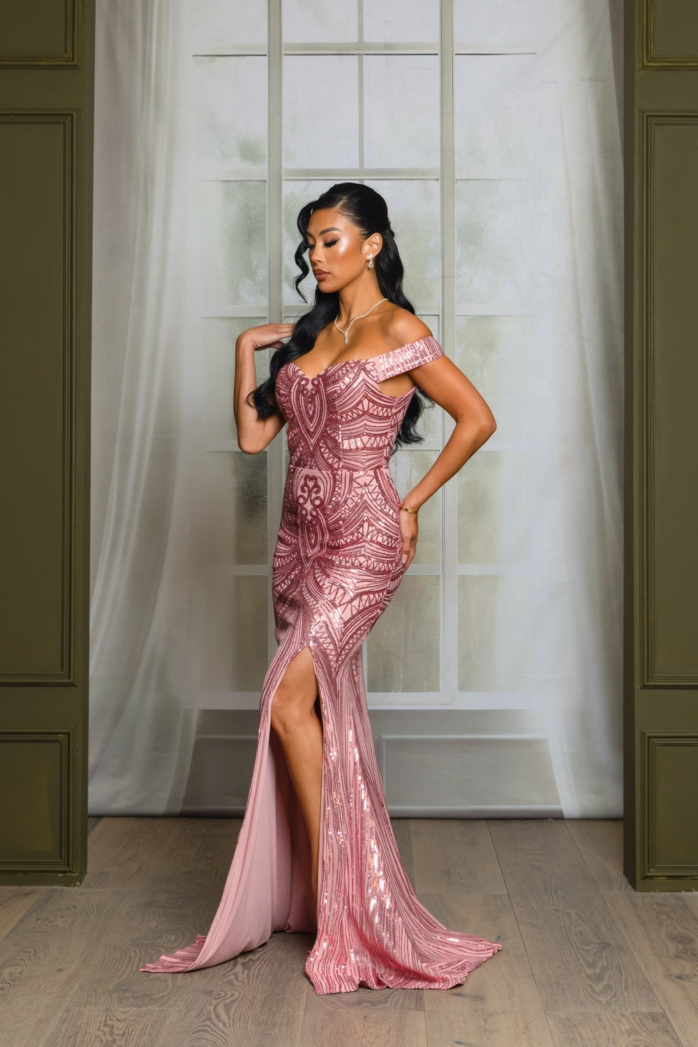 Alejandra Off Shoulder Sequins Gown