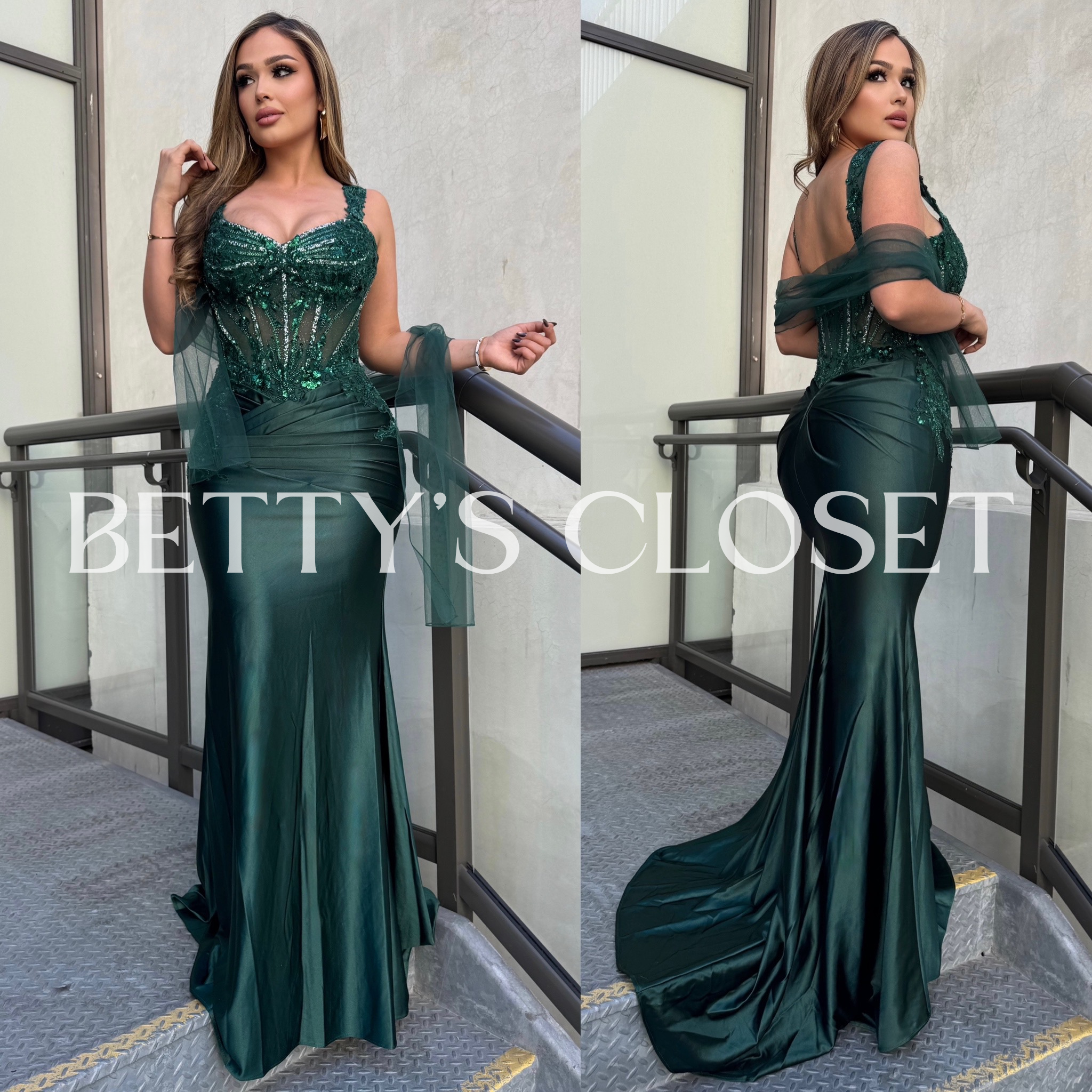 Sophia Off-Shoulder Beaded Satin Mermaid Glam Gown