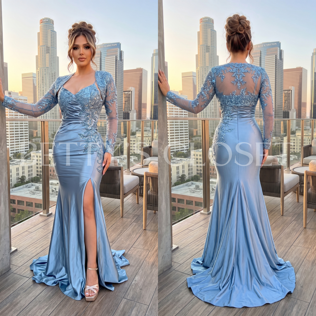 Kenia Embroidered Embellished Prom Gown w/ Removable Jacket