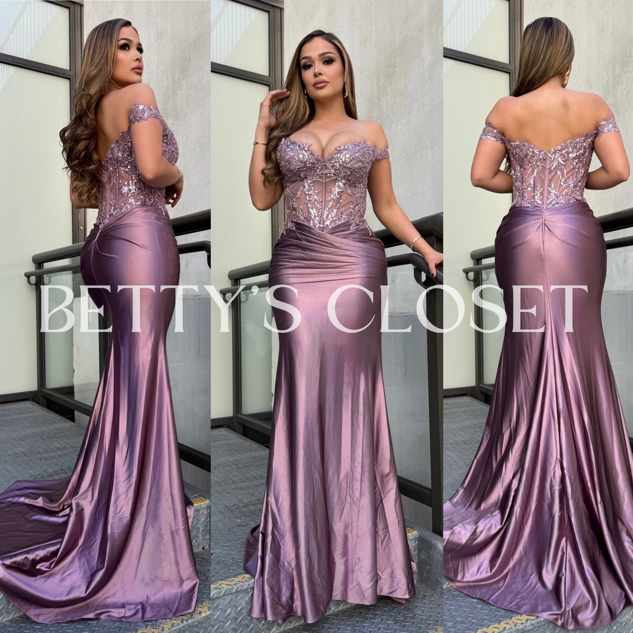 Serenity Off Shoulder Zipper Glam Gown