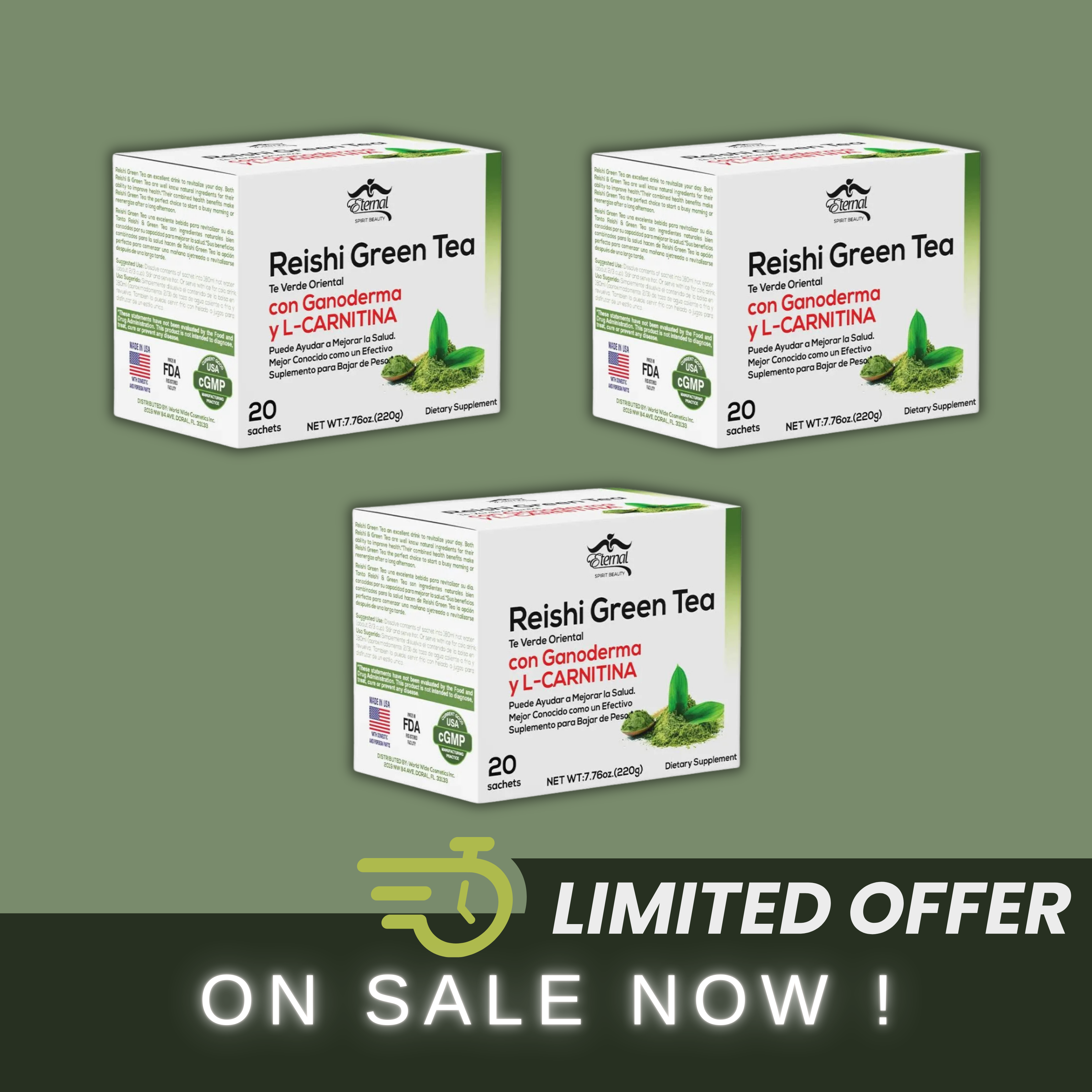 Reishi Green Tea 3 Pack