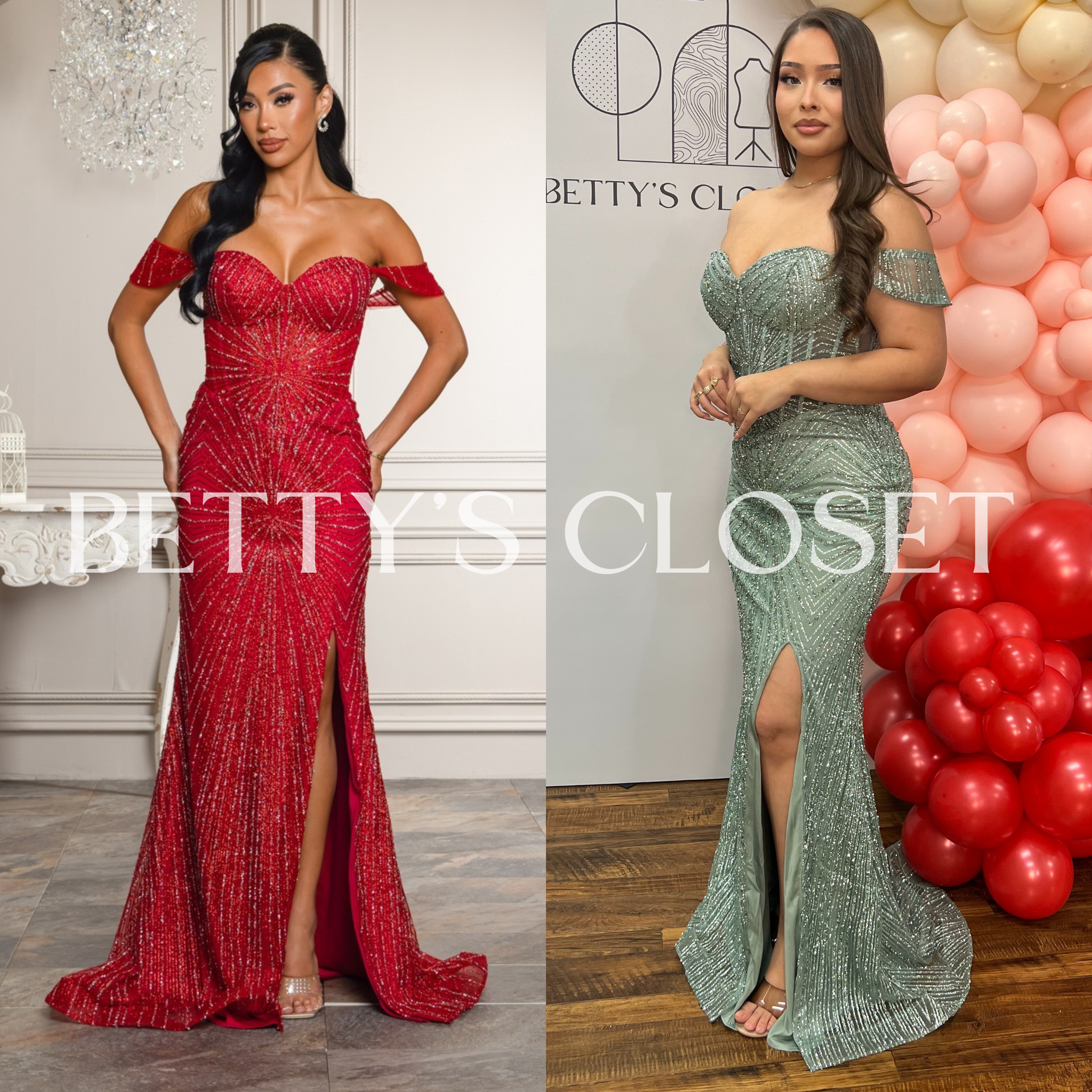 Nadia Off Shoulder Glitter Glam Gown with Lace up Back