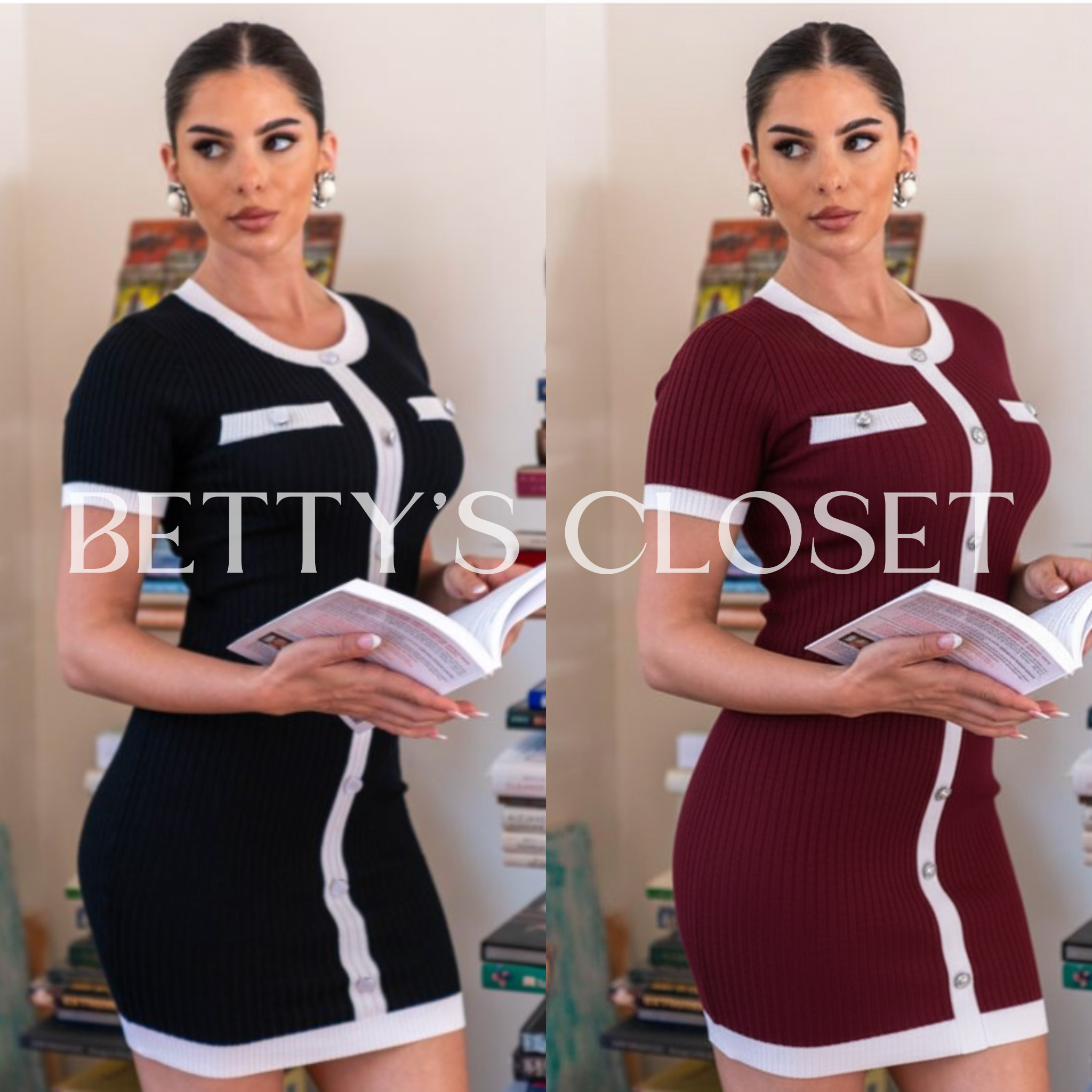 Classy Girl Knit Sweater Dress W/ Buttons