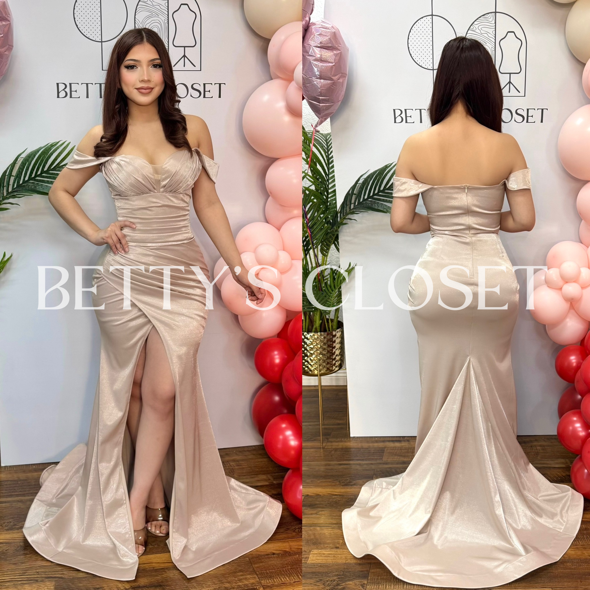 April Satin Ruched Gala Gown